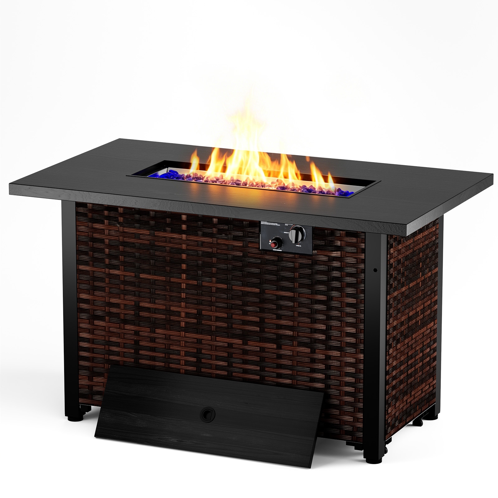 COWSAR Stainless Steel Liquid Propane Fire Pit Table with Maximum 50000 BTUs