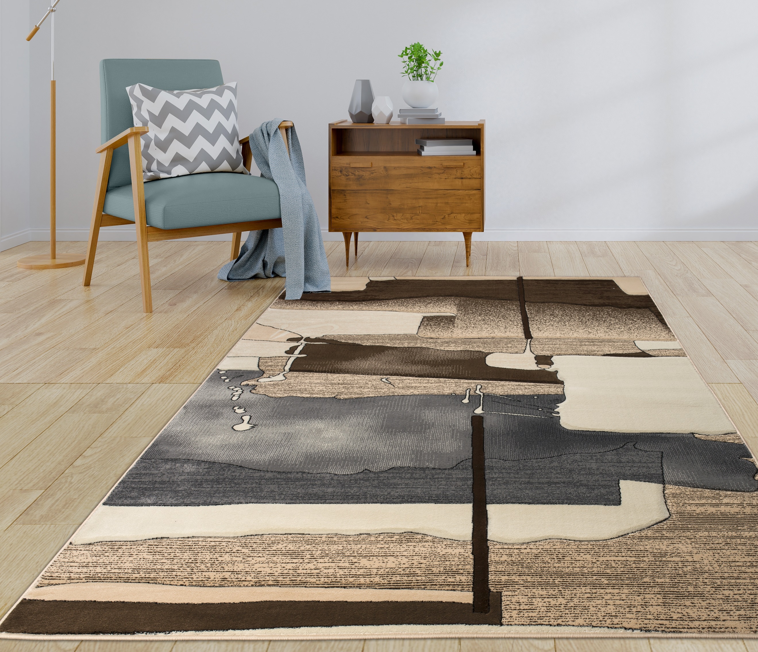 MDA Rugs RD2823 Rhodes 2 X 3 (ft) Light Gray, Cream and Brown Indoor Abstract Area Rug