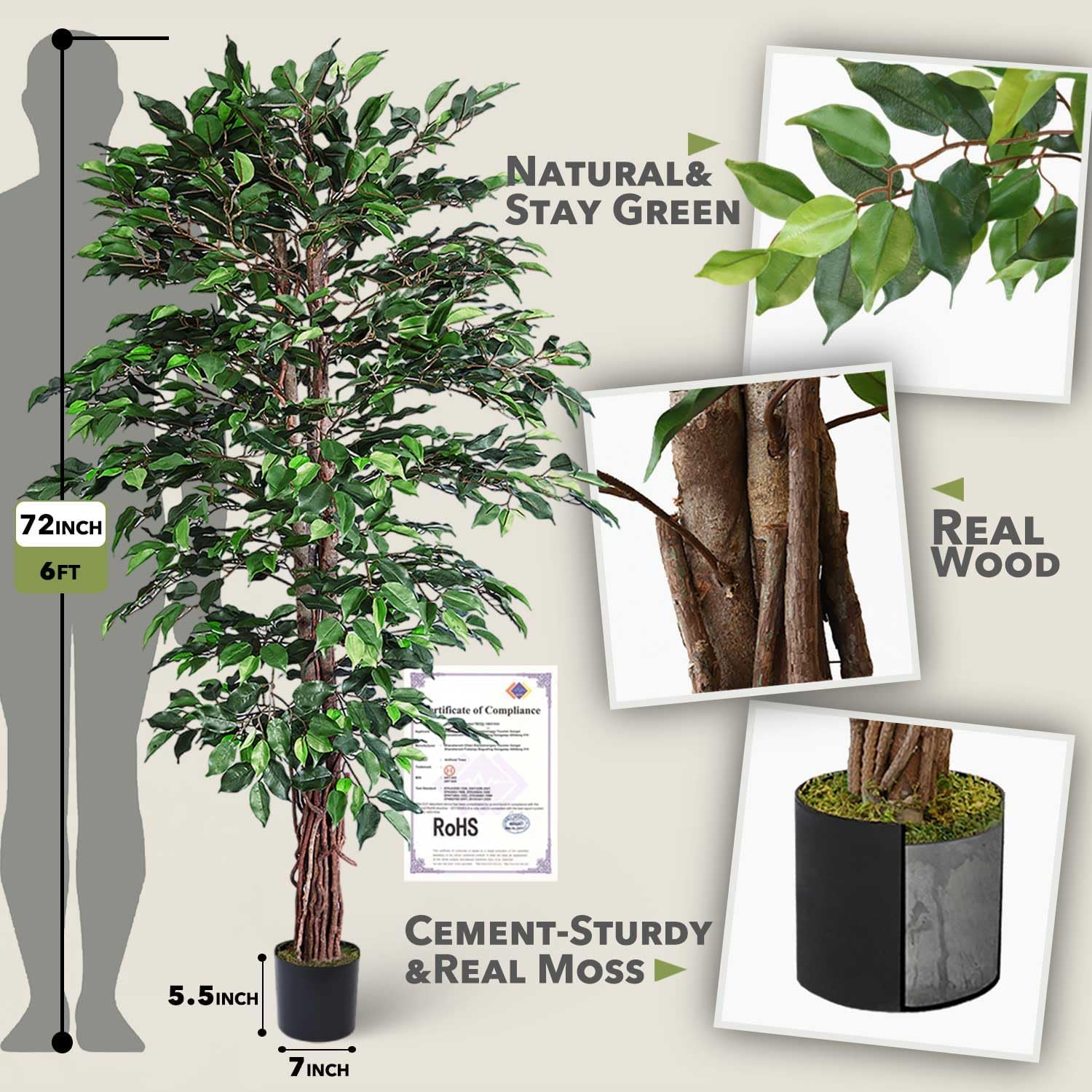 Aveyas AVE001-6FOOT Artificial-Plants-Trees - View #2