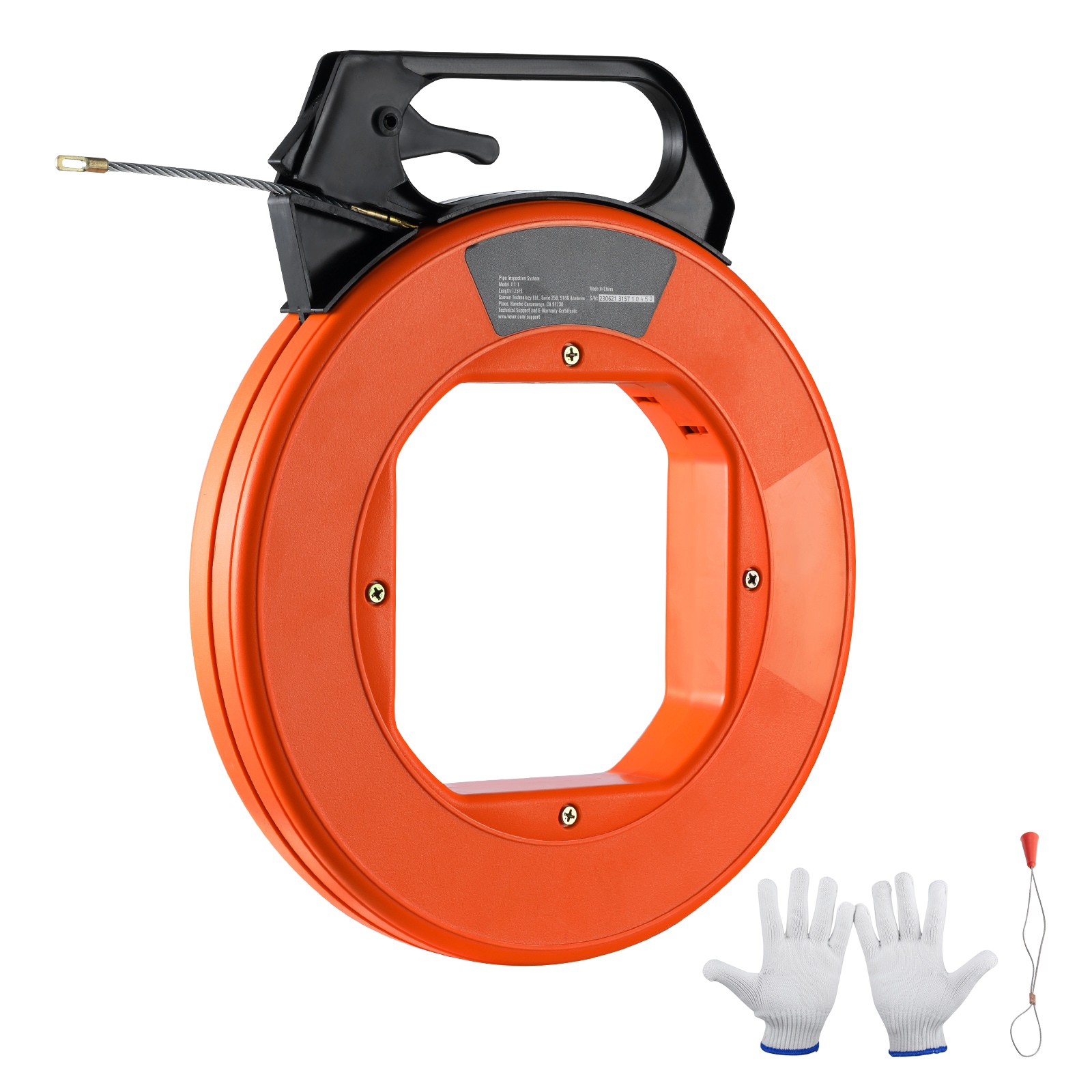VEVOR SCDJPYD3161201735V0 Fish Tape 125-foot 3/16-inch PET Wire Puller with Optimized Housing and Handle Easy-to-Use Cable Puller Tool Flexible Wire Fishing Tools for Walls and Electrical Conduit Non-Conductive