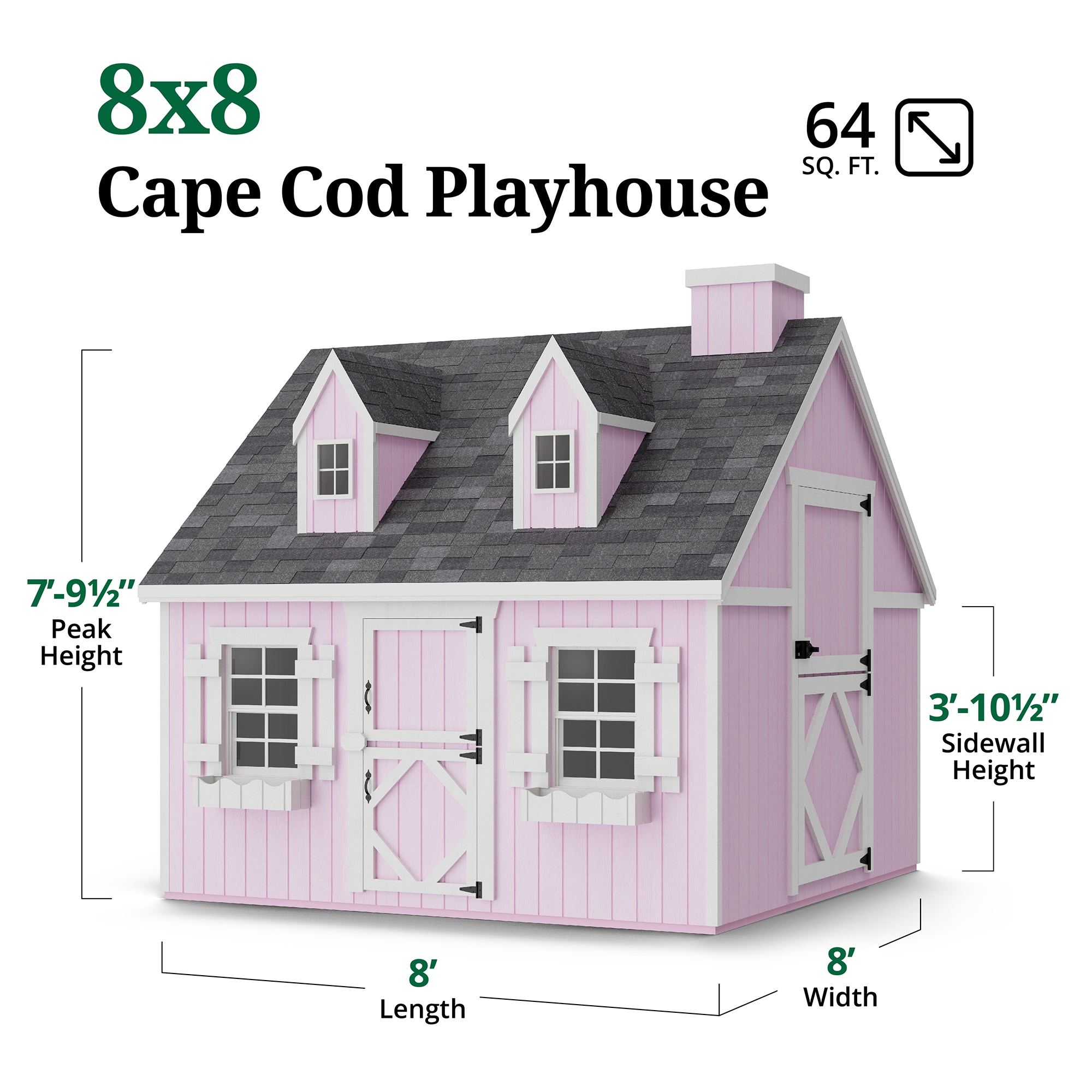 Little Cottage Co 8X8 CCP-PNK-FK-LFT playhouses - View #3