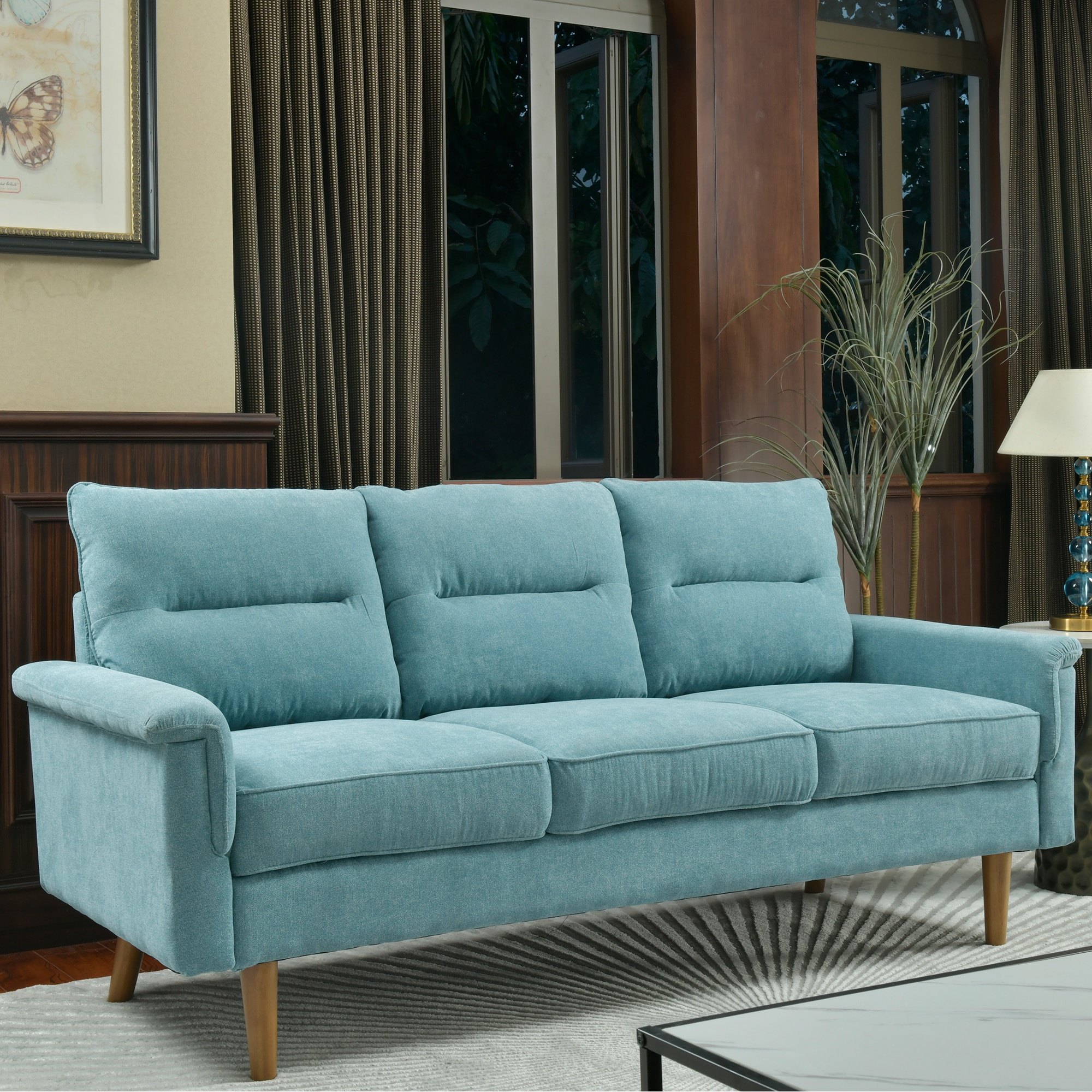 weaxty HMBNYK400 71.4-Inches Modern Light Blue 3 -seater Sofa