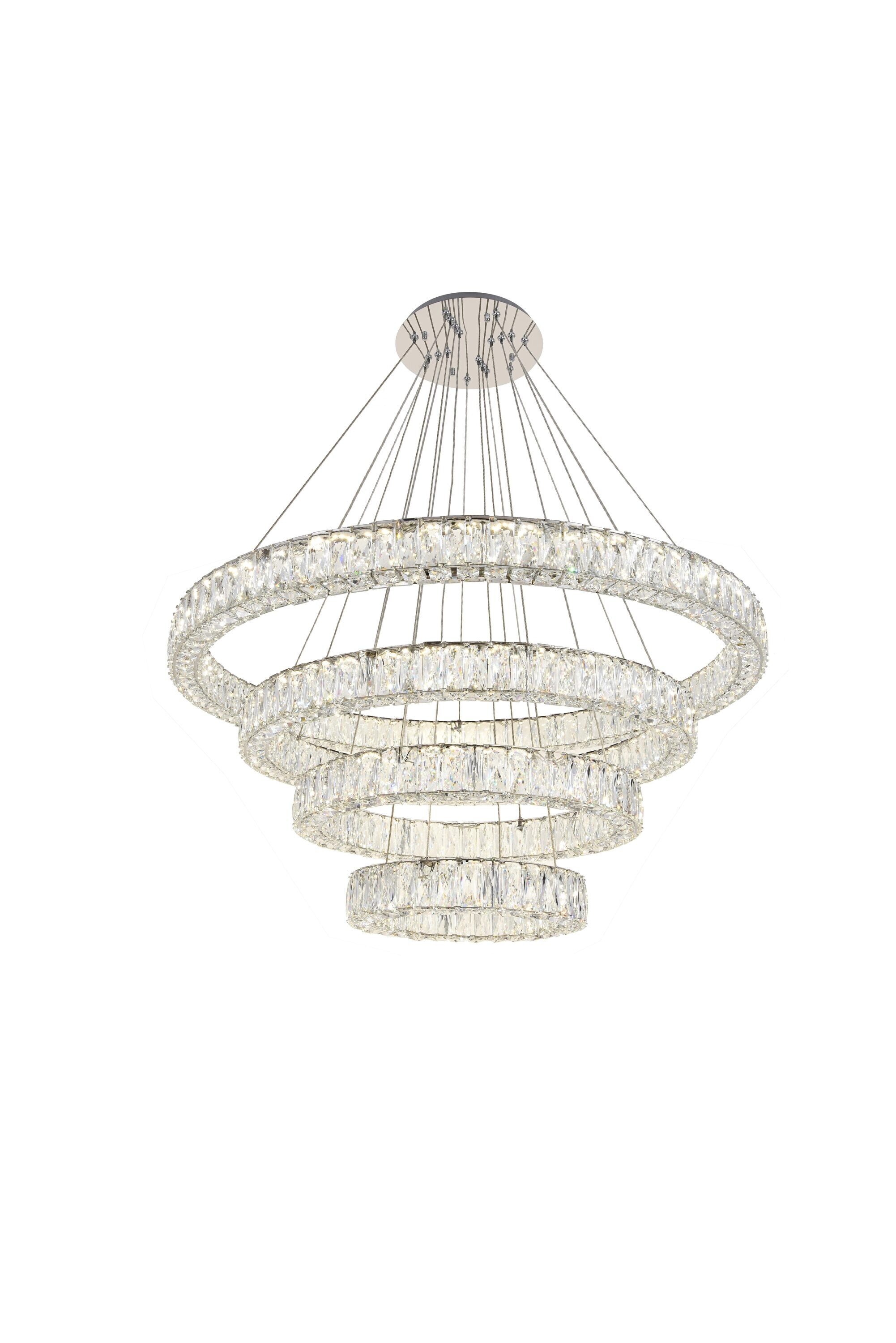 Monroe Chrome Drum LED Chandelier with Clear Crystals