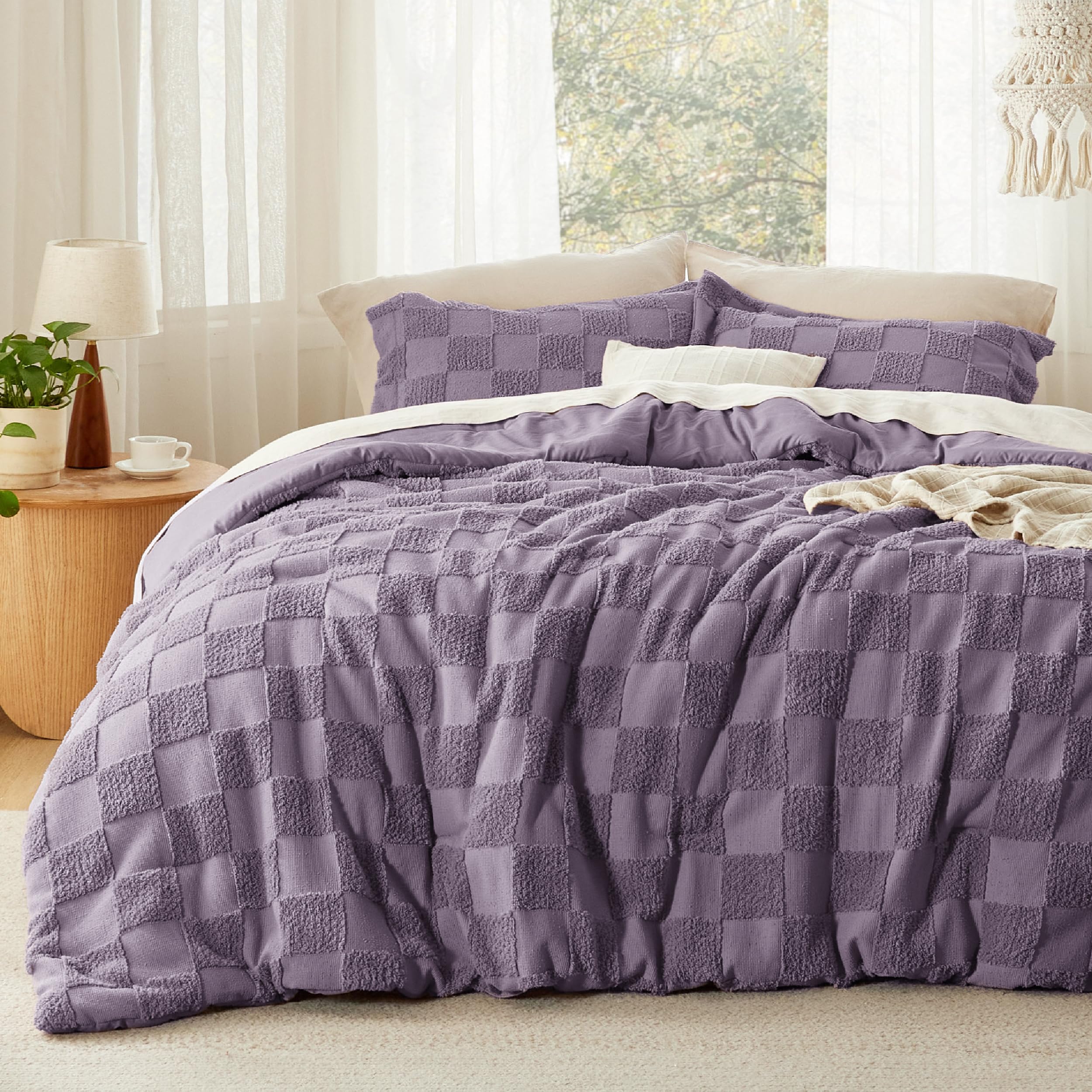 Bedsure 104x90 King 3-Piece Purple Tufting Comforter Set