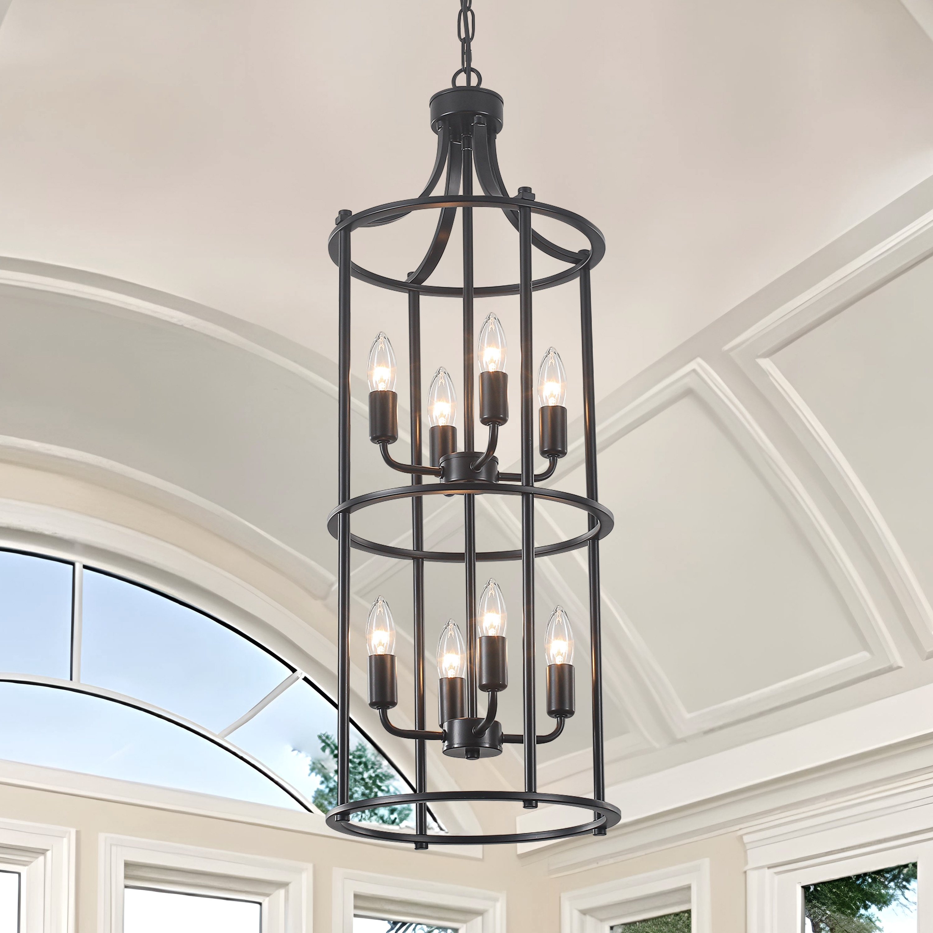 GoYeel Urban 8 -Light Matte Black Cage Iron Chandelier
