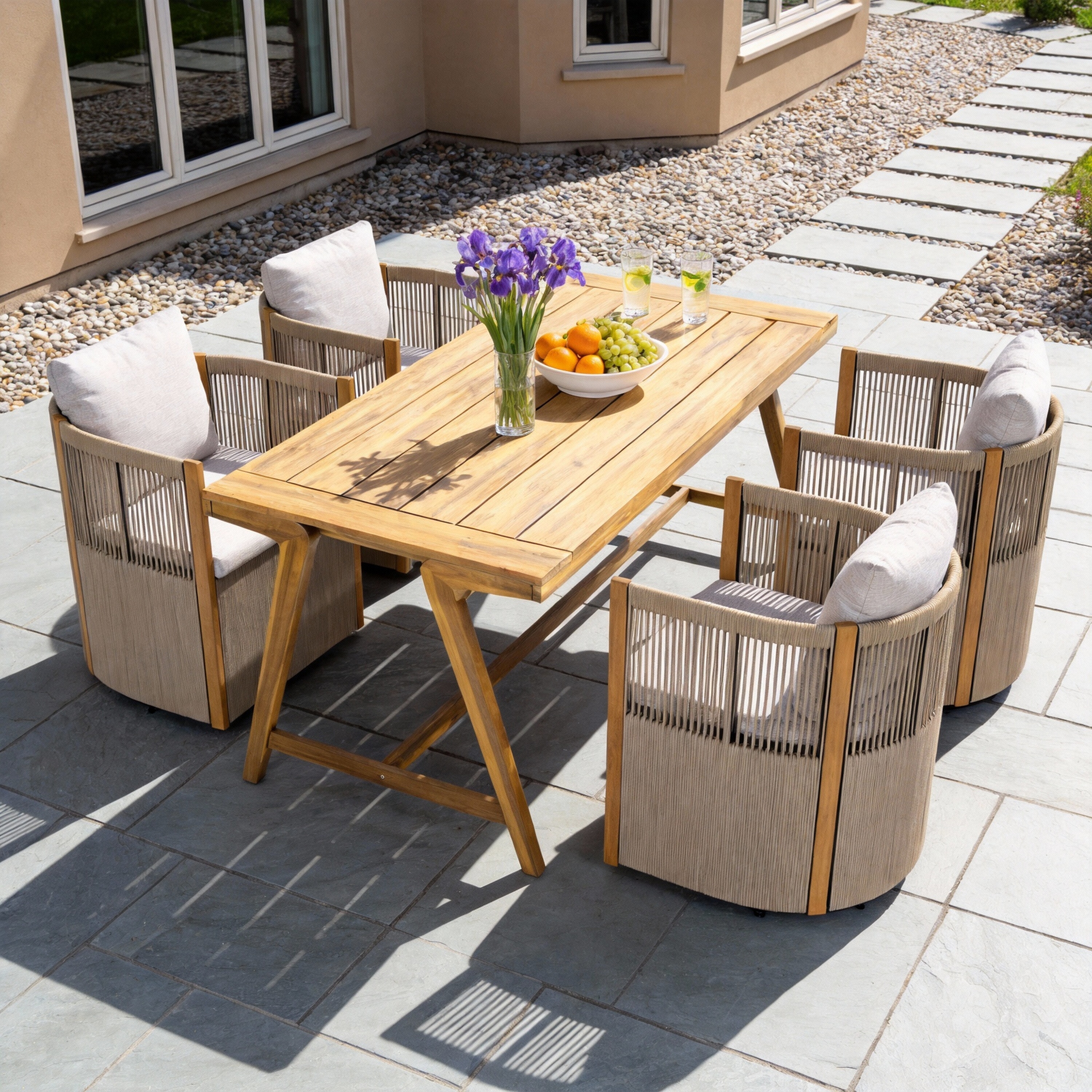 Christopher Knight Home Helenae Outdoor Modern Wood 5 Piece Patio