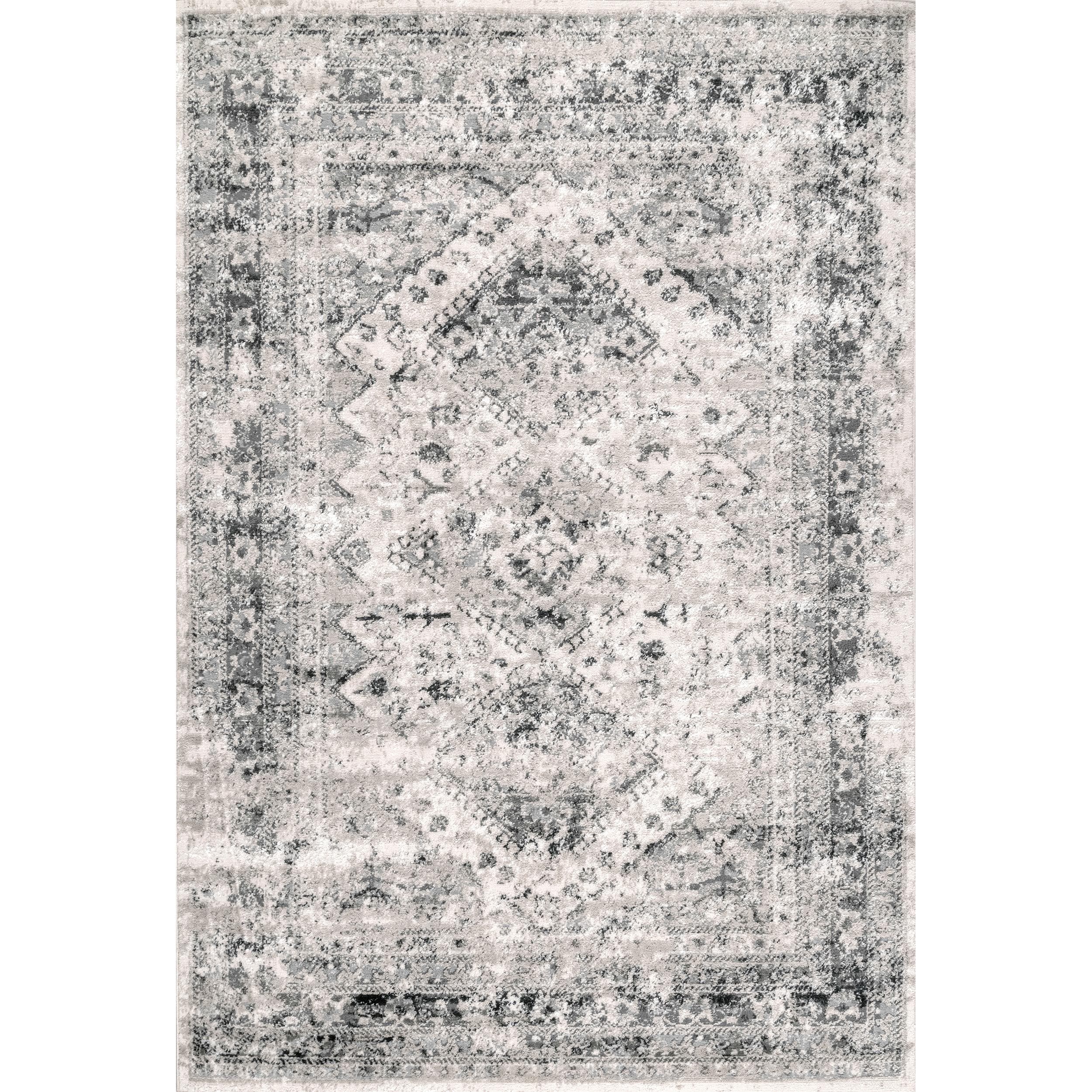nuLOOM CFDR05A-S505 Shaunte 5 x 5 (ft) Loomed Polypropylene Silver Square Indoor Medallion Area rug
