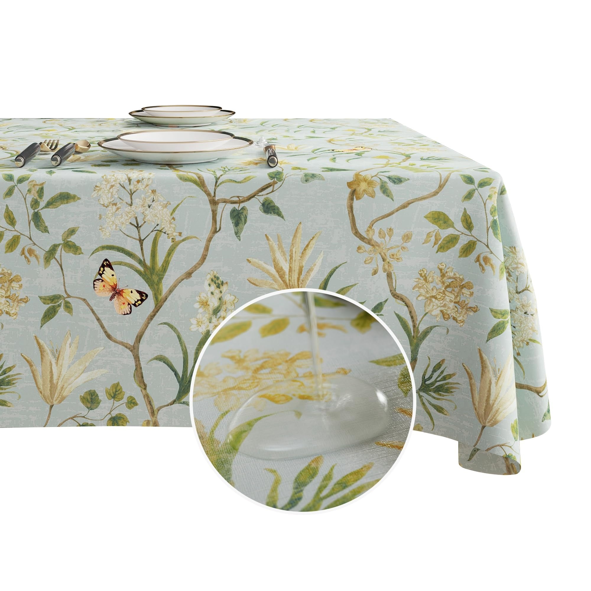 Anqtovp  Rectangle Tablecloth 52 x 70 Inches Waterproof Oil Resistant Vinyl Table Cover with Non Slip Flannel Backing Easy Clean for Indoor