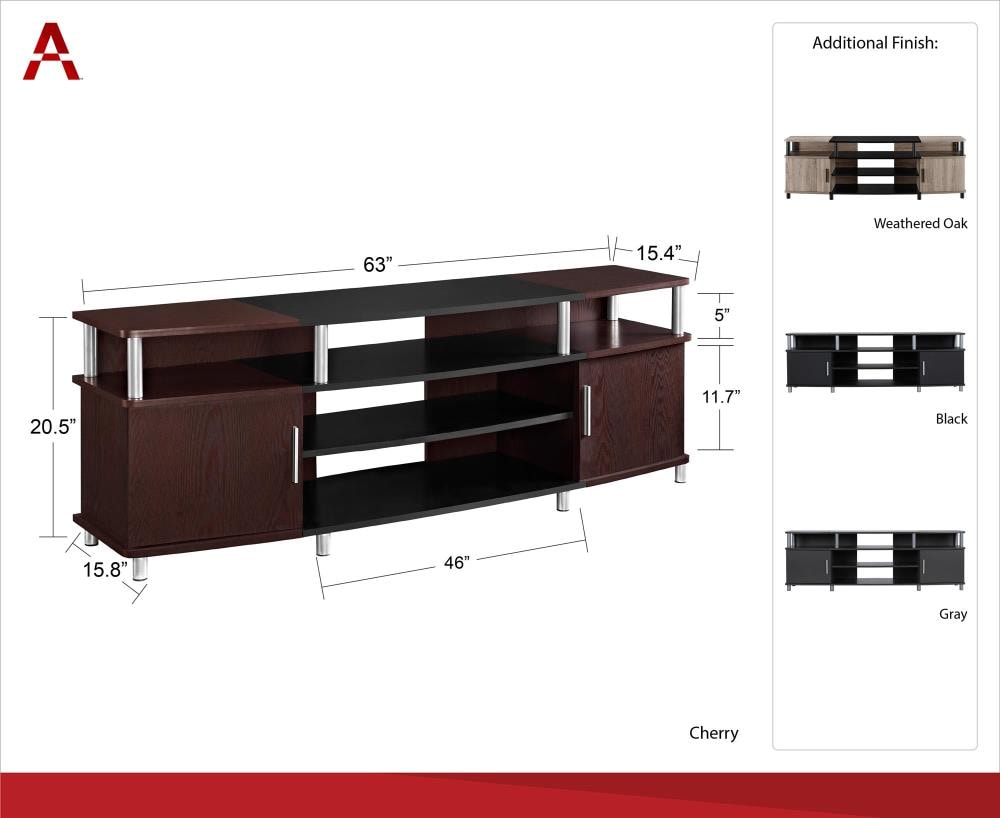 Carson Cherry and Black Composite Wood TV Stand for 70" TVs