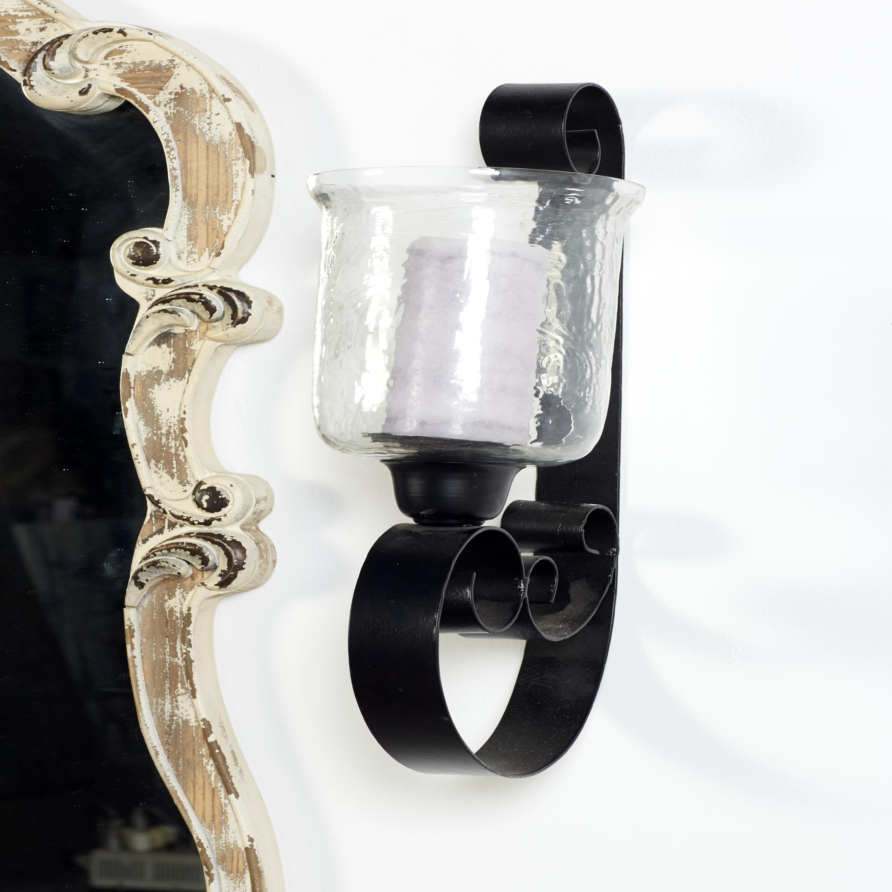 Elegant Traditional Black Iron Wall Sconce, 21" Height