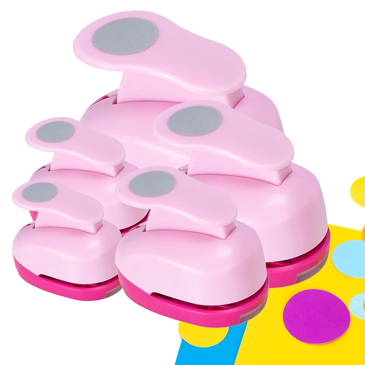 Adrinfly  Circle Punch Set 5 Pack Round Paper Punches for Scrapbook Cardstock Gift Wrapping Greeting Cards Five Sizes Includes 10 Papers