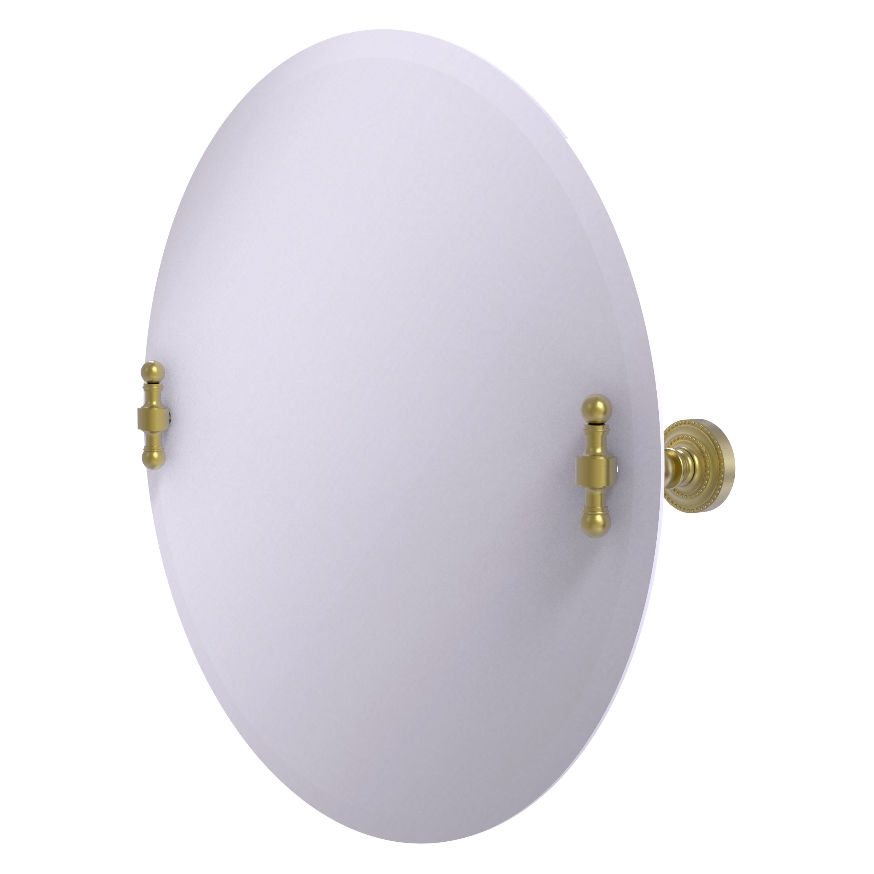 Allied Brass RD-90-SBR Retro Dot 22-Inches x 22-Inches Beveled Frameless Round Tilting Bathroom Vanity Mirror ( Satin Brass )