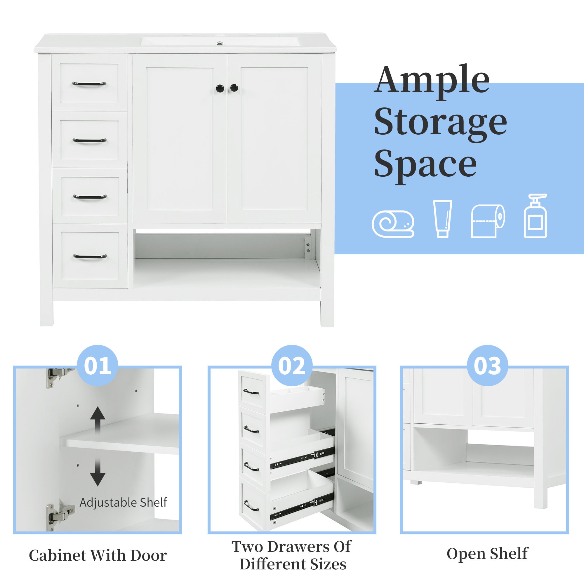 WELLFOR NIE-M5TP997 Bath-Vanity-Combo - View #4