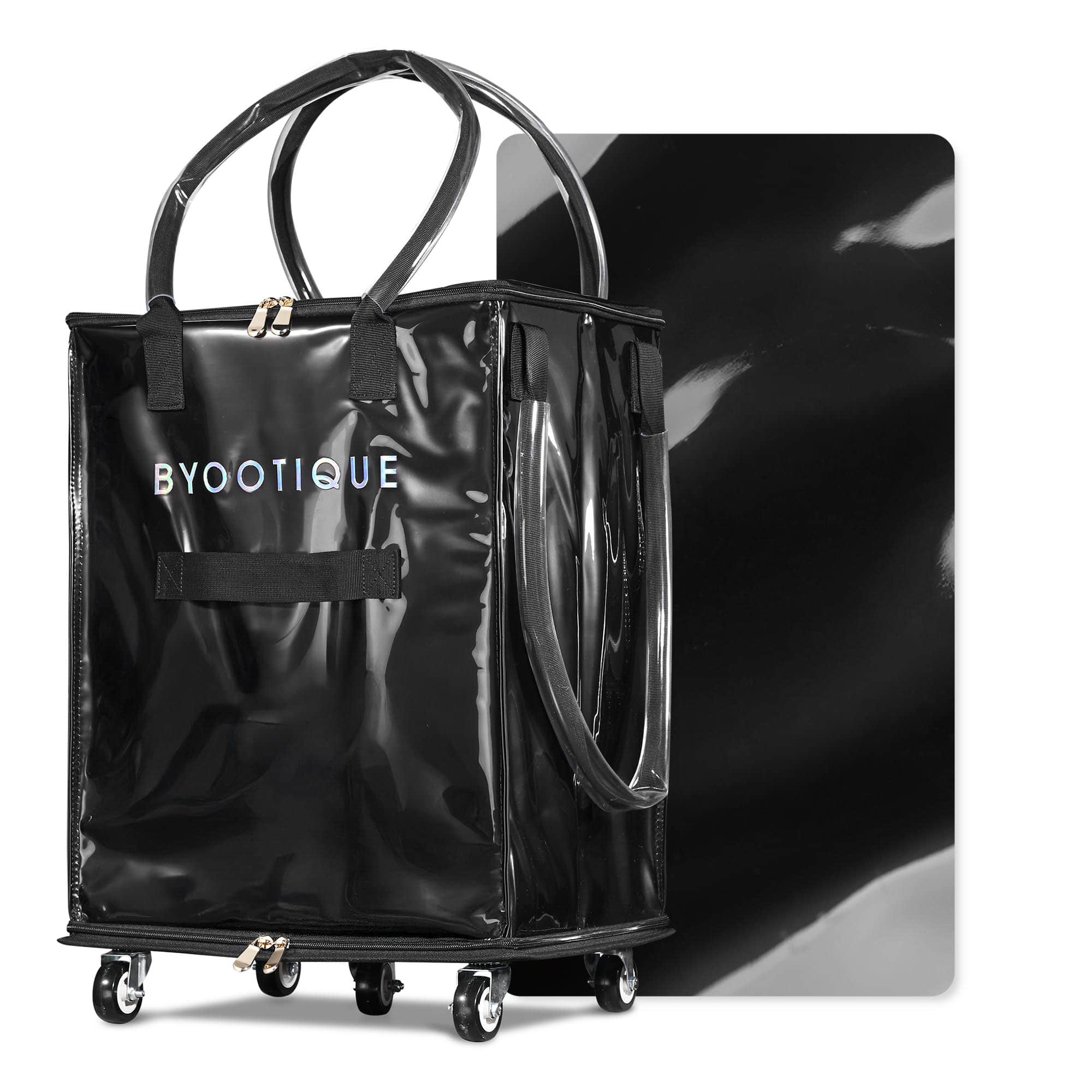 Yescom Byootique 16-inch Rolling Tote Bag Grocery Bag on 5 Wheels for Travel MidnightGlitz