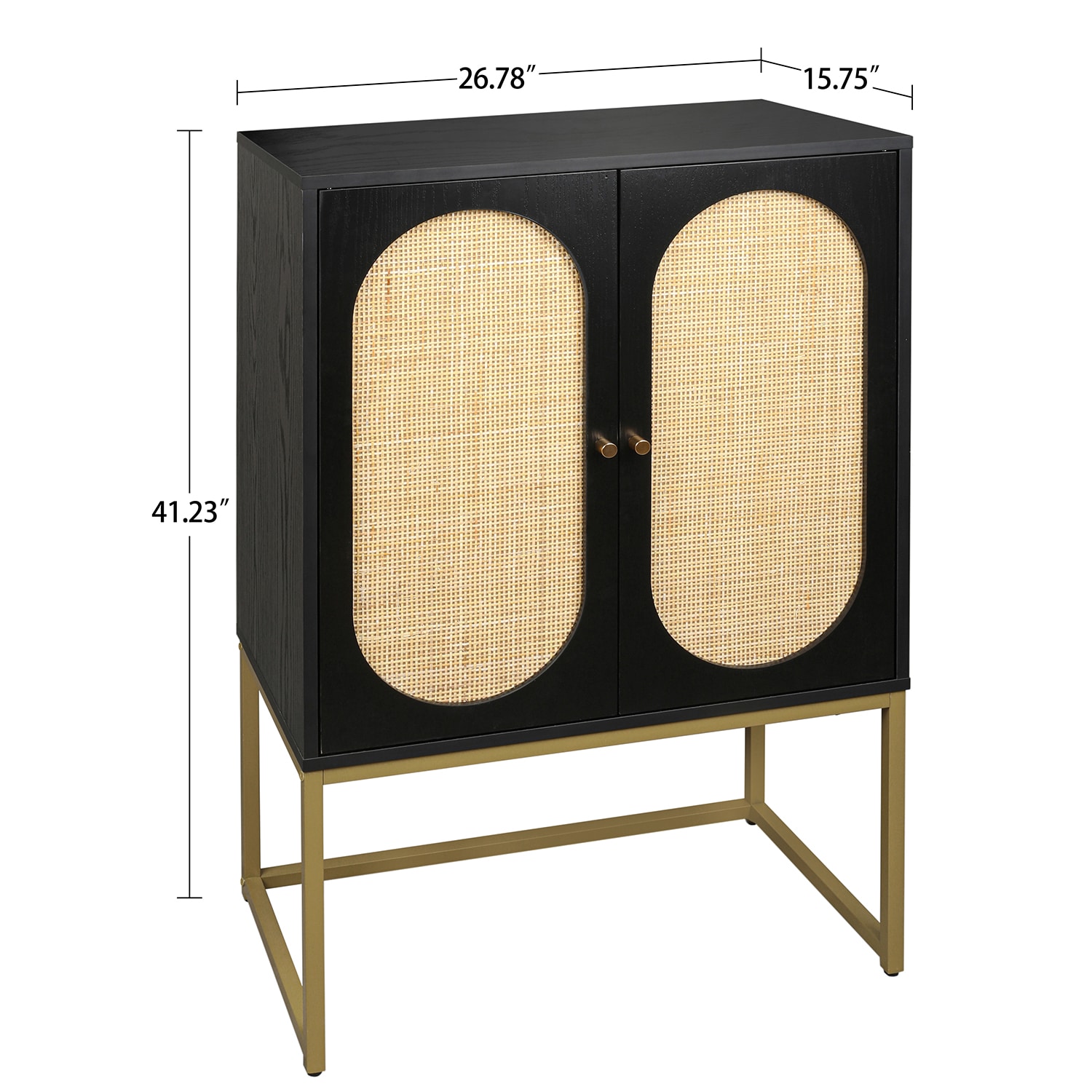 SINOFURN Traditional Wood Accent Chest with 2 Doors, Natural Finish, Adjustable Shelf, and Rattan Bark Decoration