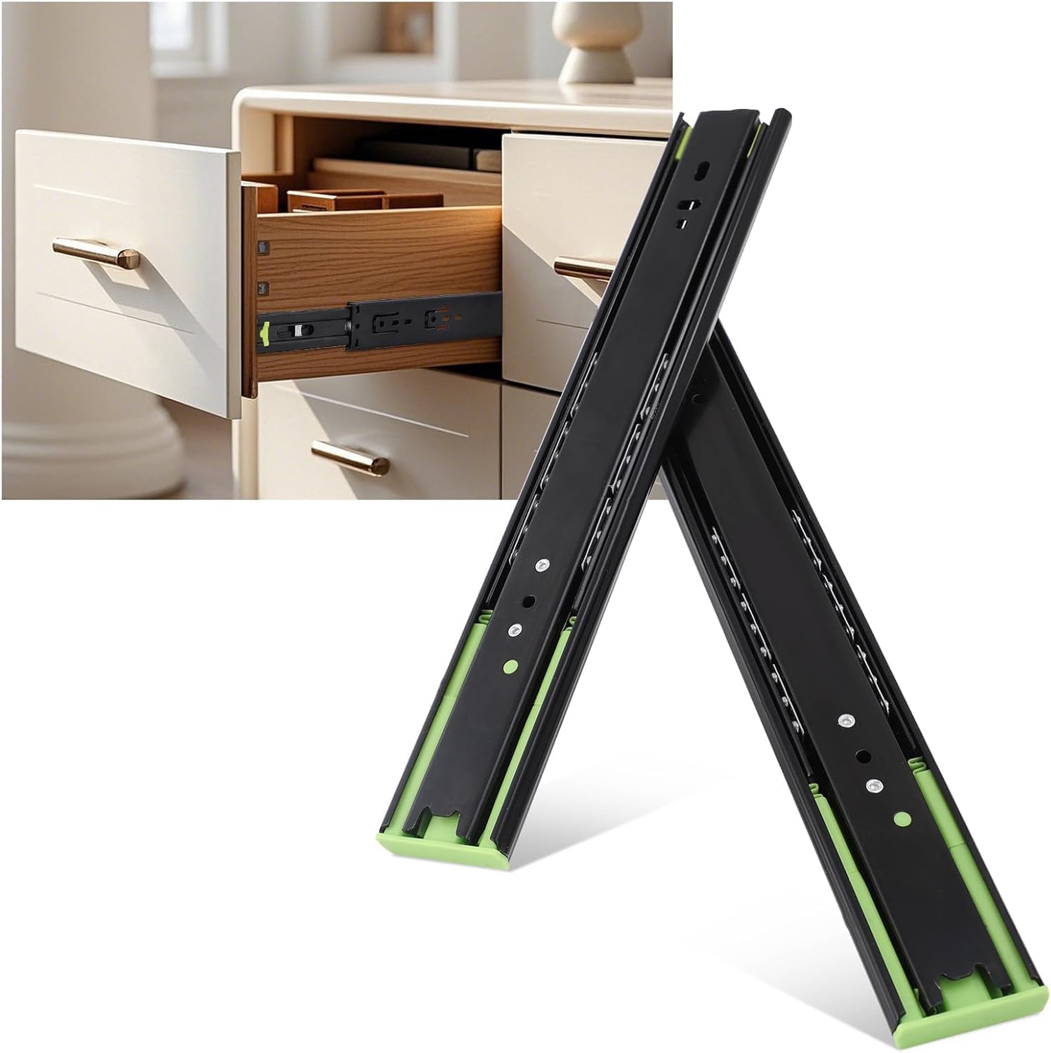 GAOMON Drawer Slides 12 Inch Set of 5 Pairs Heavy Duty Side Mount Ball Bearing Smooth Track Alloy Steel Black