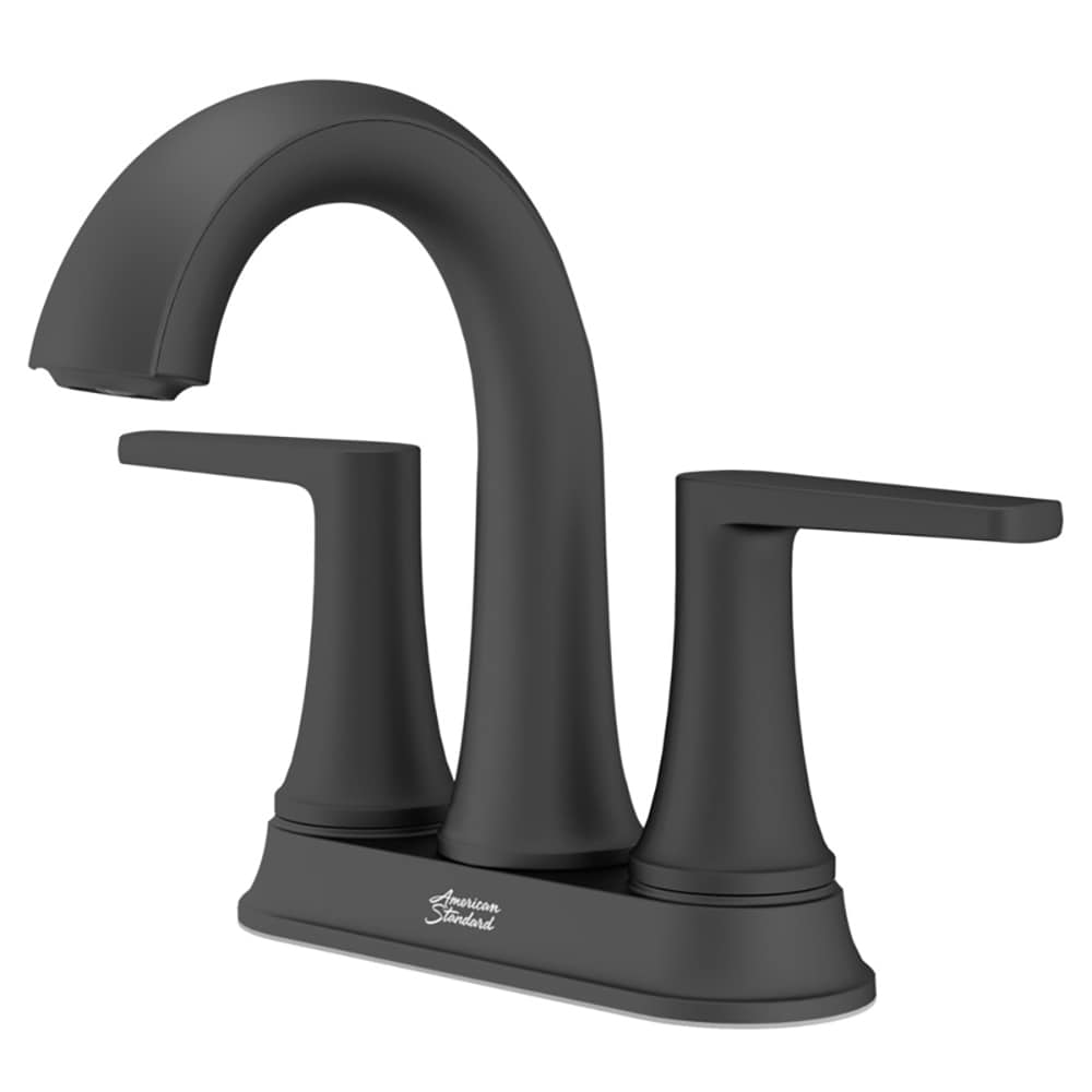Matte Black 2-Handle Centerset Bathroom Faucet with Drain Assembly