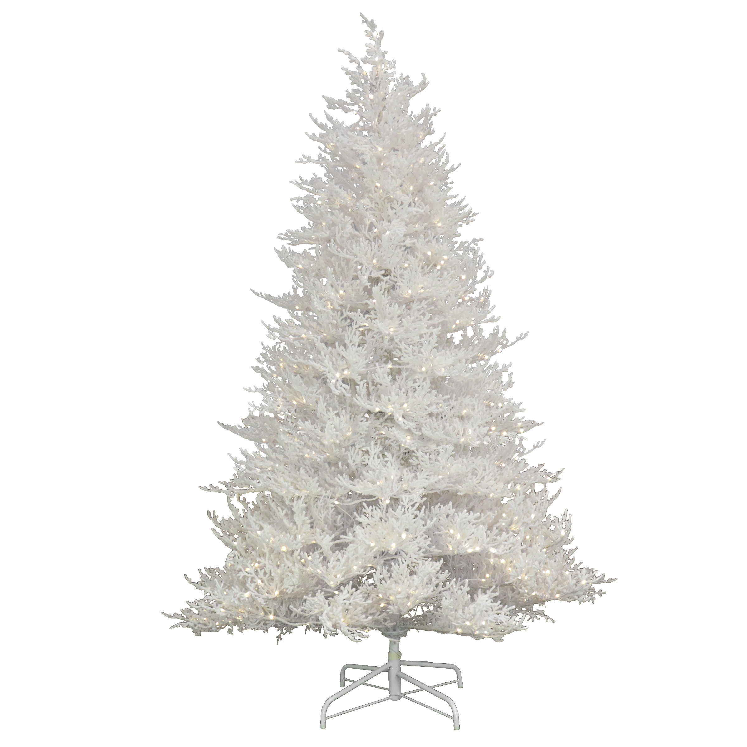 7.5-ft Pre-lit Flocked White Artificial Christmas Tree with LED Lights | - National Tree Company HO76-YL52-75