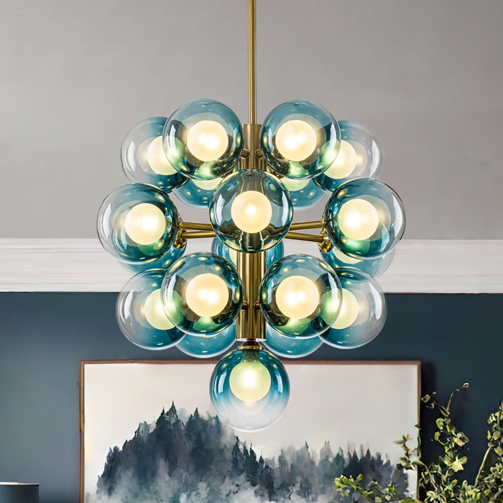 Zicbol 19 -Light Copper Tinted glass Metal Chandelier