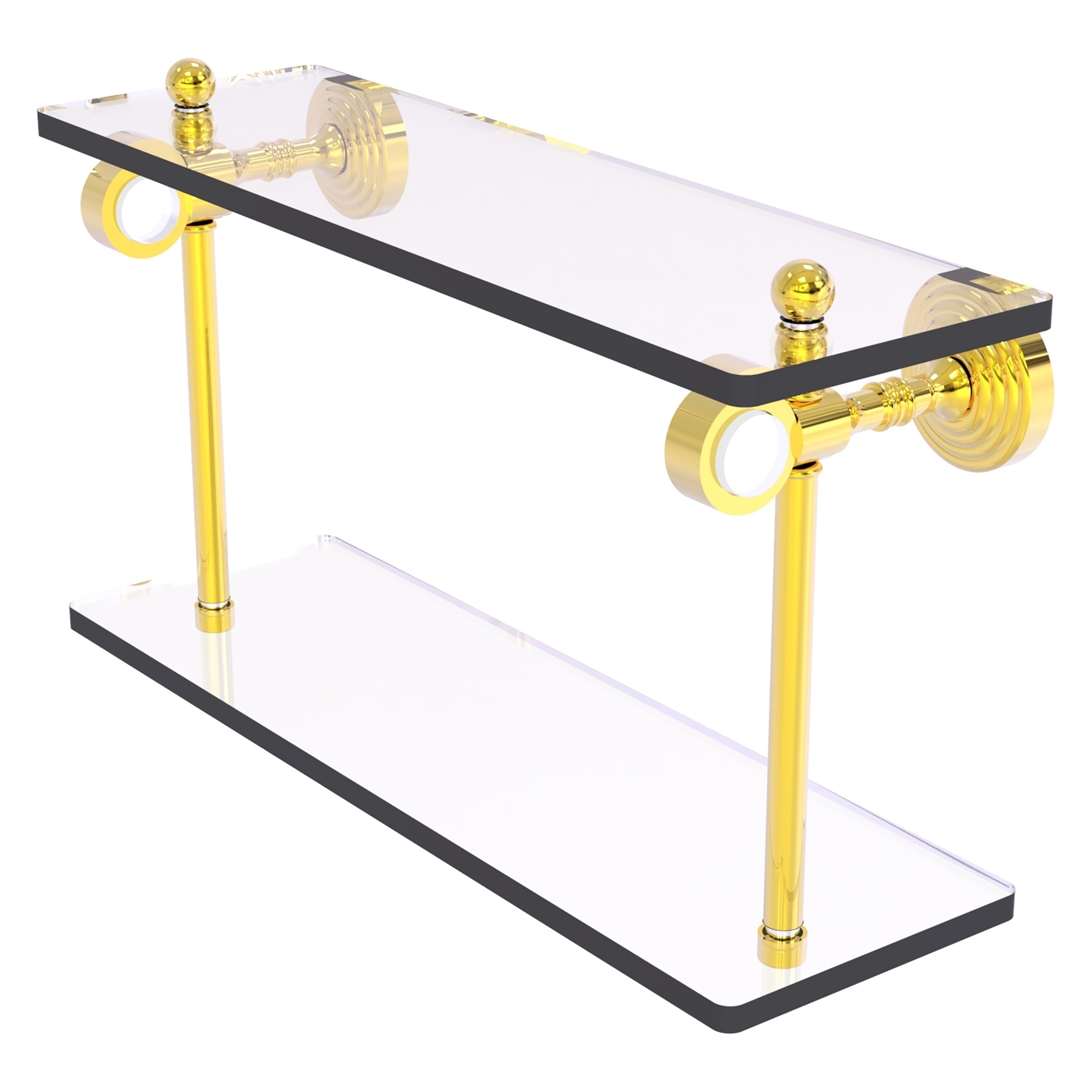 Allied Brass PG-2-16-PB Pacific Grove Polished Brass 2 -Tier Wall mount Bathroom Shelf ( 16-in x 9.3-in x 5-in )