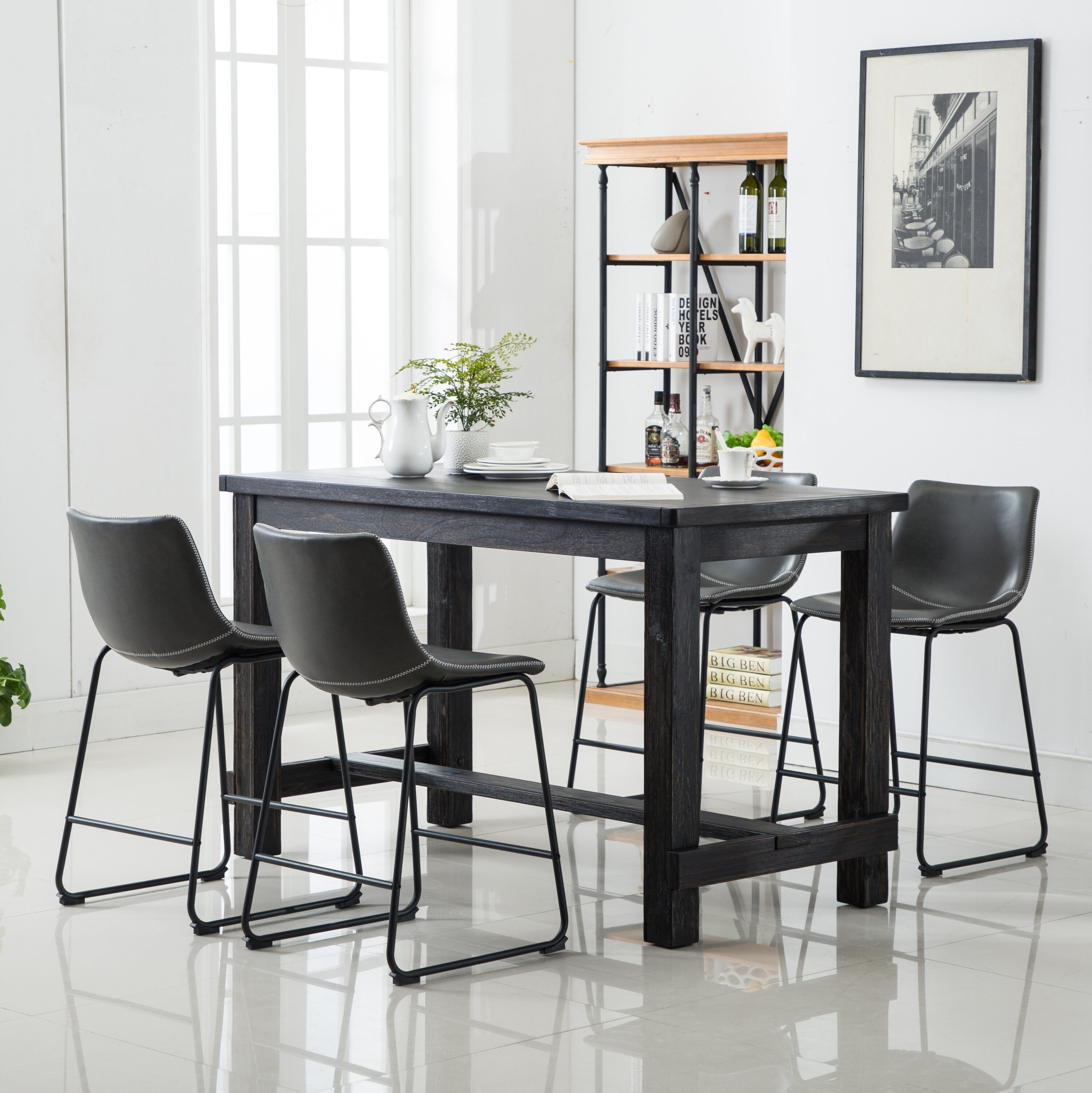 Roundhill Furniture PT185BK-PC185GYX2 Dining-Sets - View #2