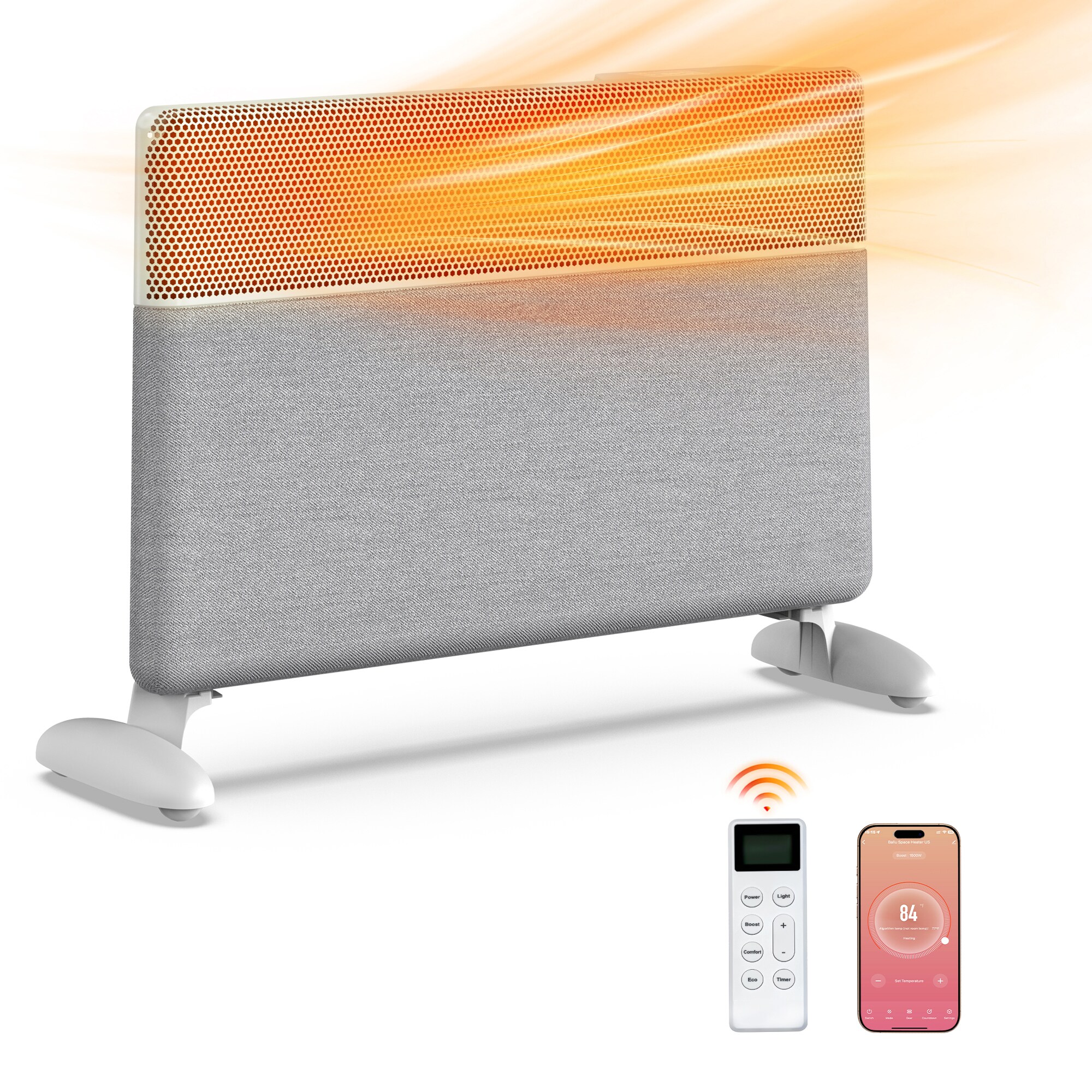 EdenDirect NLCD041914 Up to 1500-Watt Convection Wall Mount Indoor Electric Space Heater with Thermostat and Remote Included