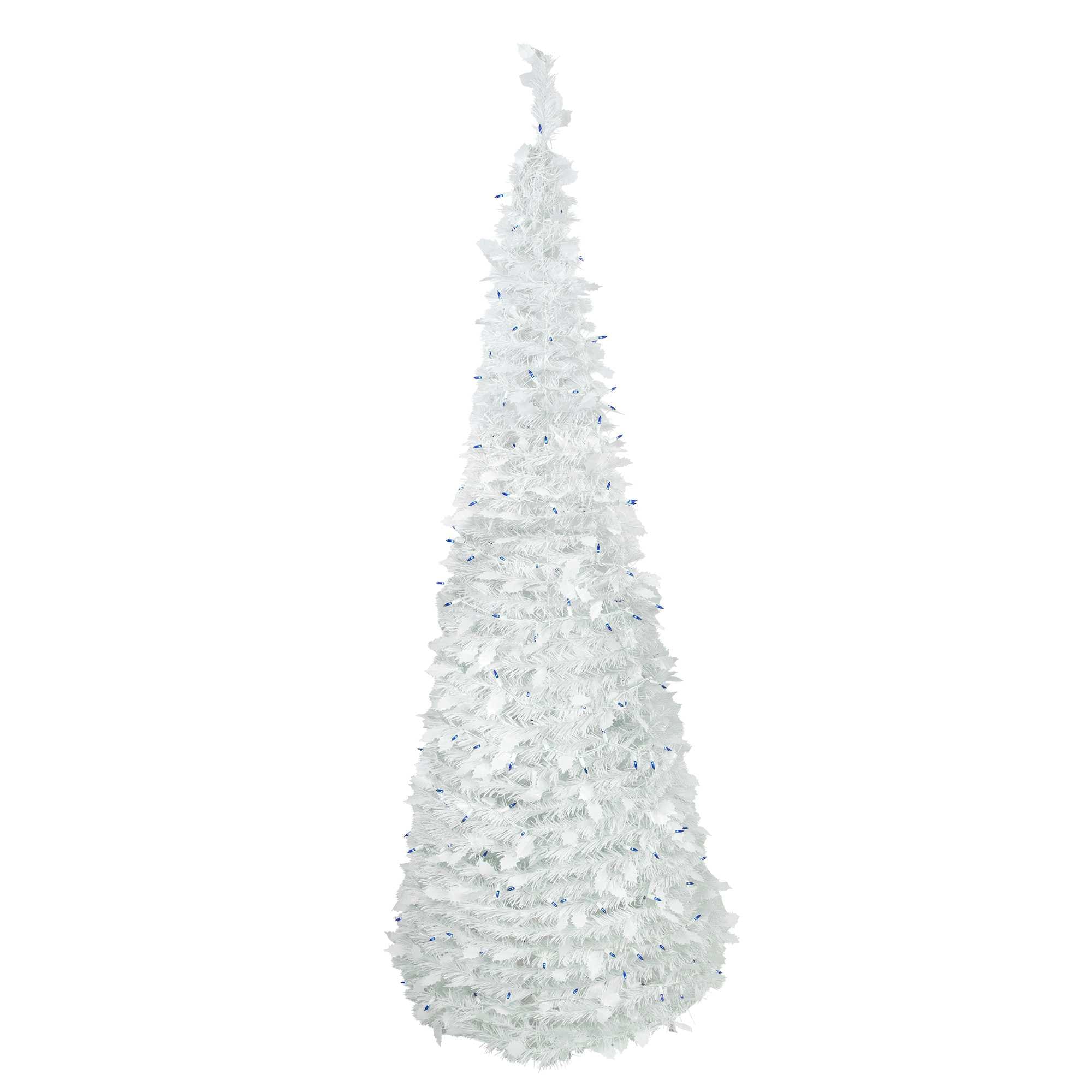 Northlight 6ft Lighted White Tinsel Pop-Up Artificial Christmas Tree Blue Lights