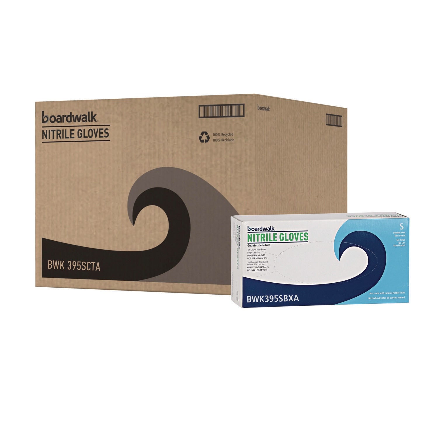 Boardwalk 395 Series Disposable General-Purpose Nitrile Gloves Powder-Free Small 5 mil Thick 9.5 in Long Blue 100/Box 10 Boxes/CT