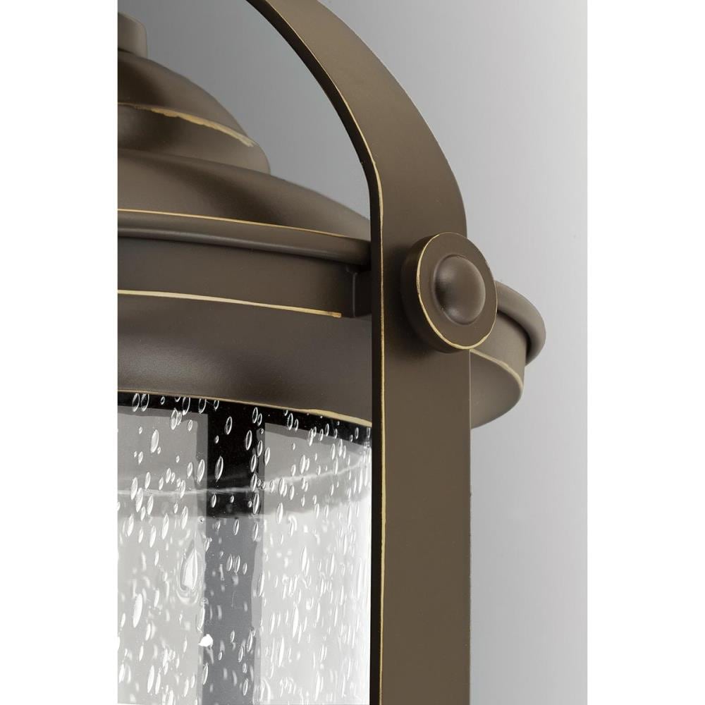 Whitacre Antique Bronze 14" LED Outdoor Wall Lantern with Seeded Glass