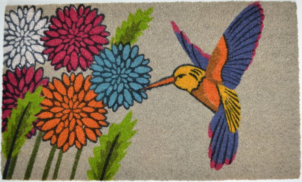 Imports Decor 556PVC 18-in x 30-in multi color Coir/Vinyl Non-Slip Grip Outdoor Decorative Animals Door Mat