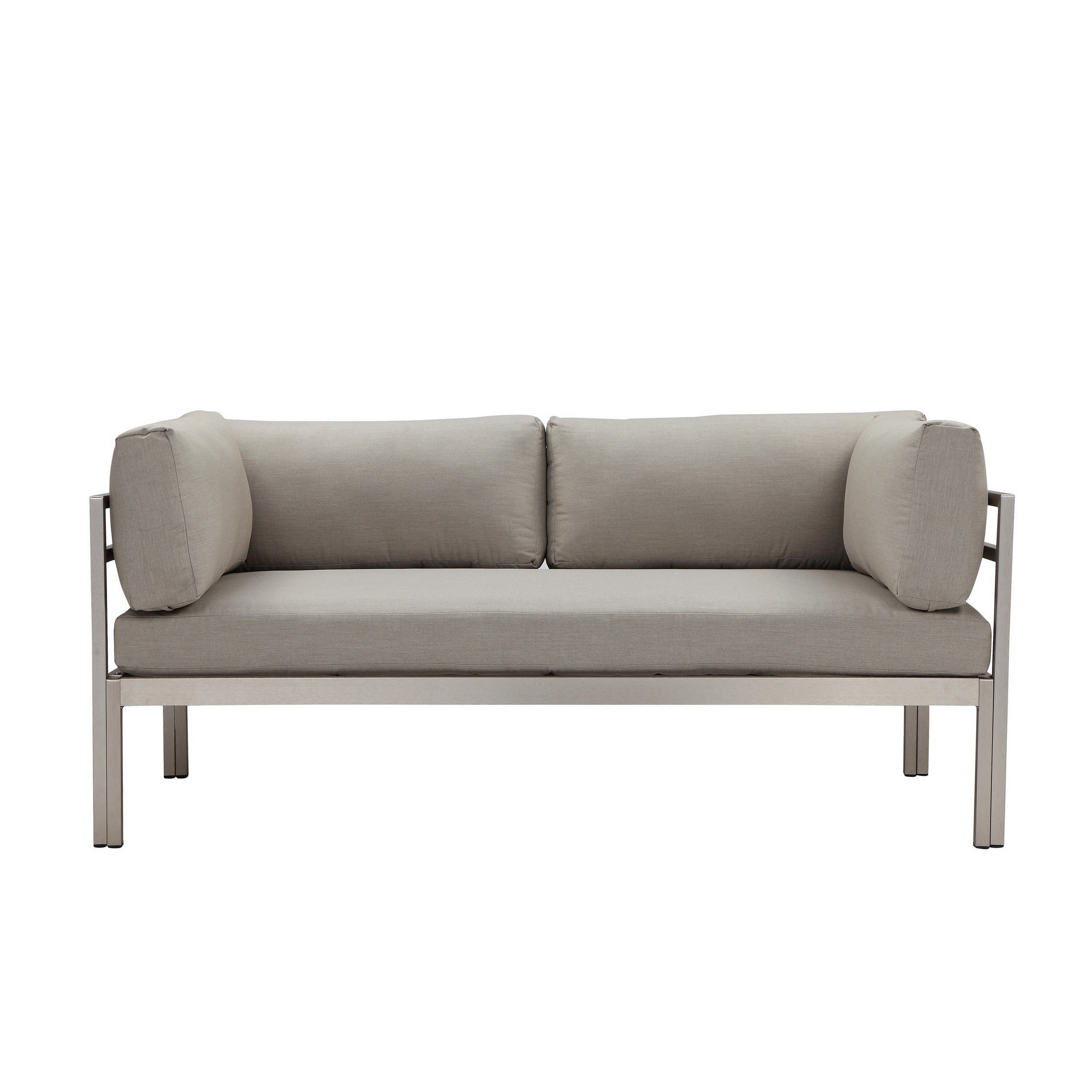 Taupe Aluminum Outdoor Sofa with Water-Resistant Cushions