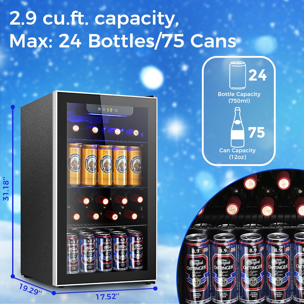 COWSAR 17.5-in W 130-Can Capacity Silver Freestanding Beverage ...