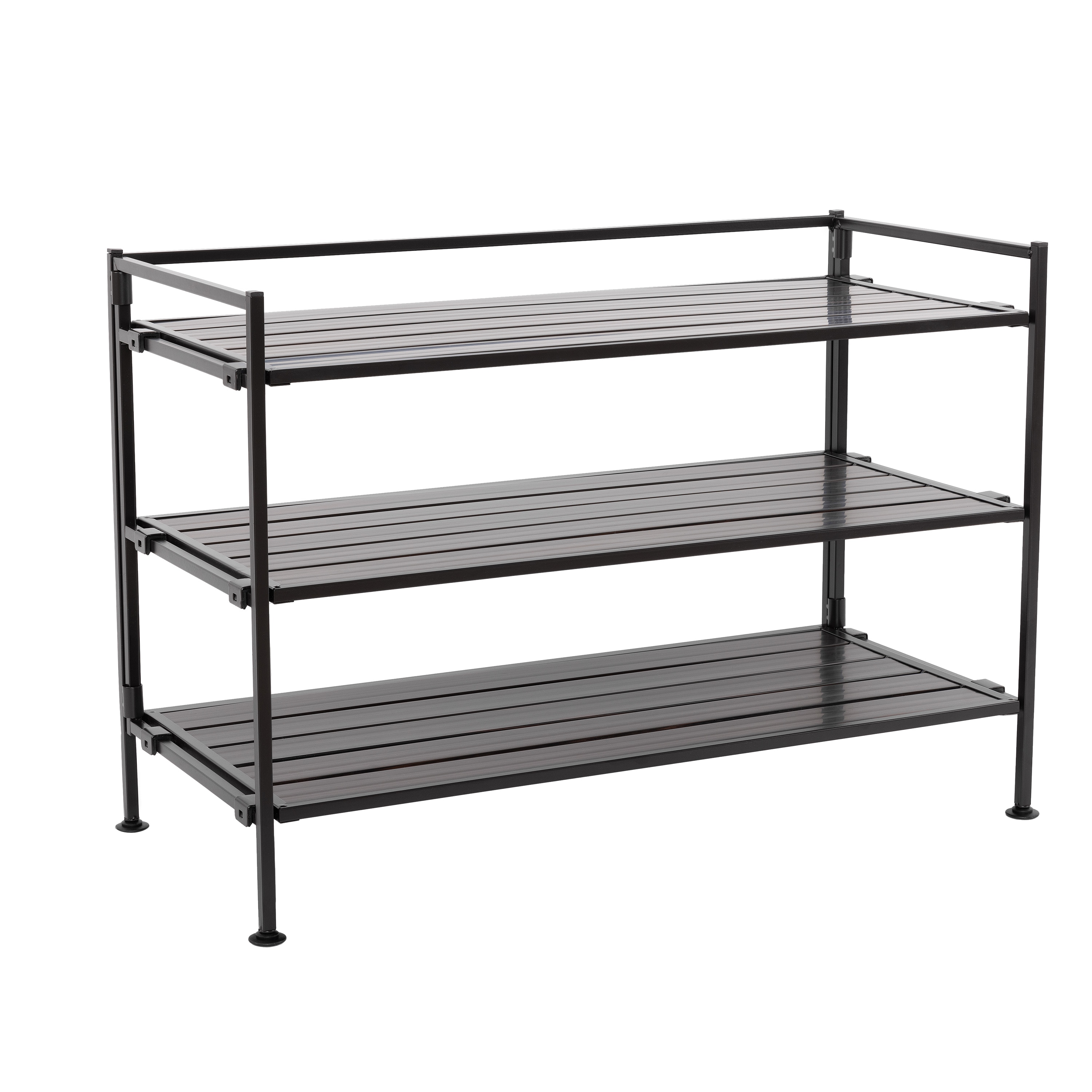 Seville Classics SHE15881B 3 Tier 12 pair Espresso Metal/Resin Shoe rack