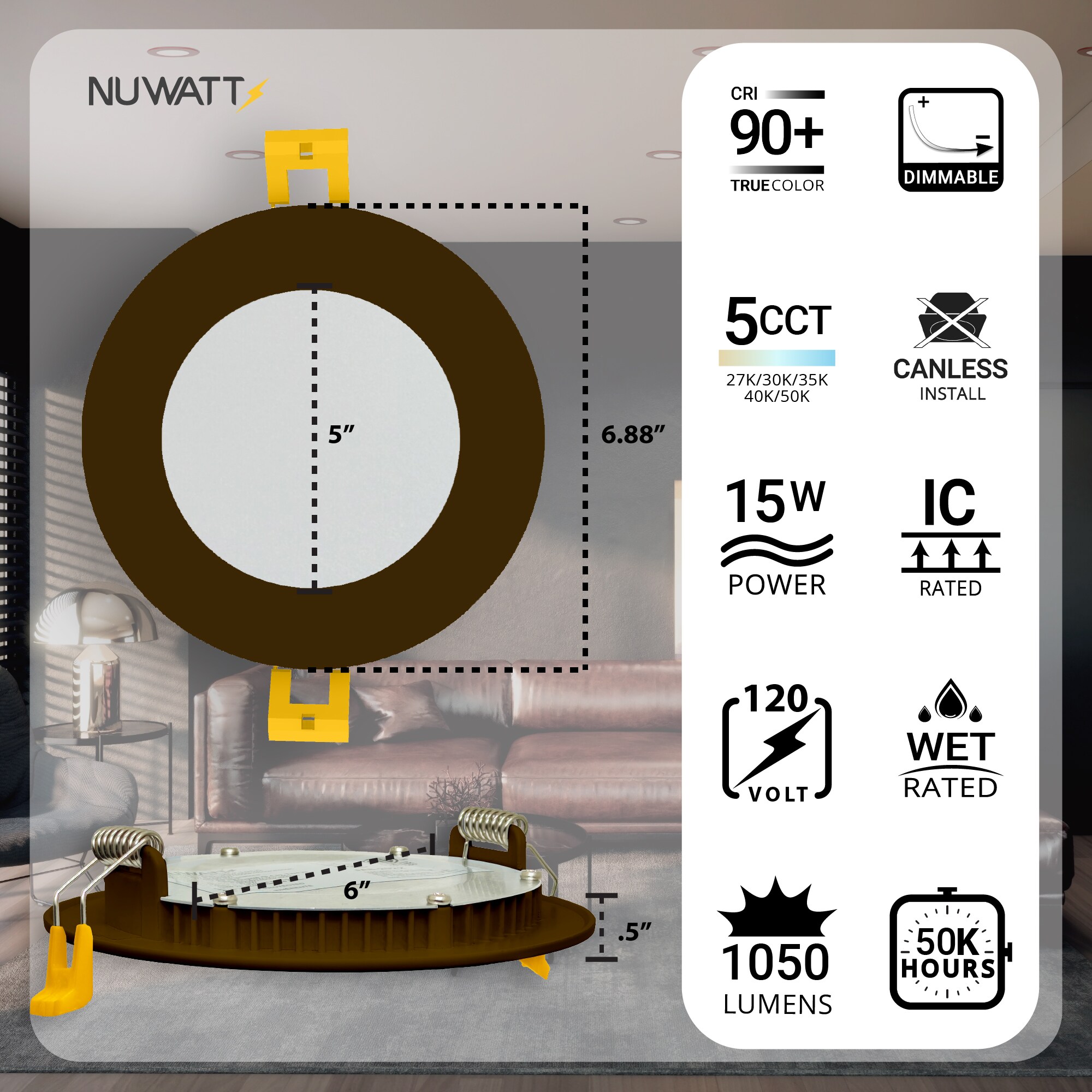 NUWATT NW-P-DL-6-15W5CTBZ6P Led-Retrofit-Downlight - View #2