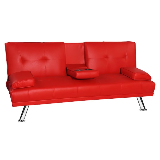 Casainc Home Futon Sofa Bed Red, Modern Faux Leather Futon Sofa Bed Home Recliner Couch White