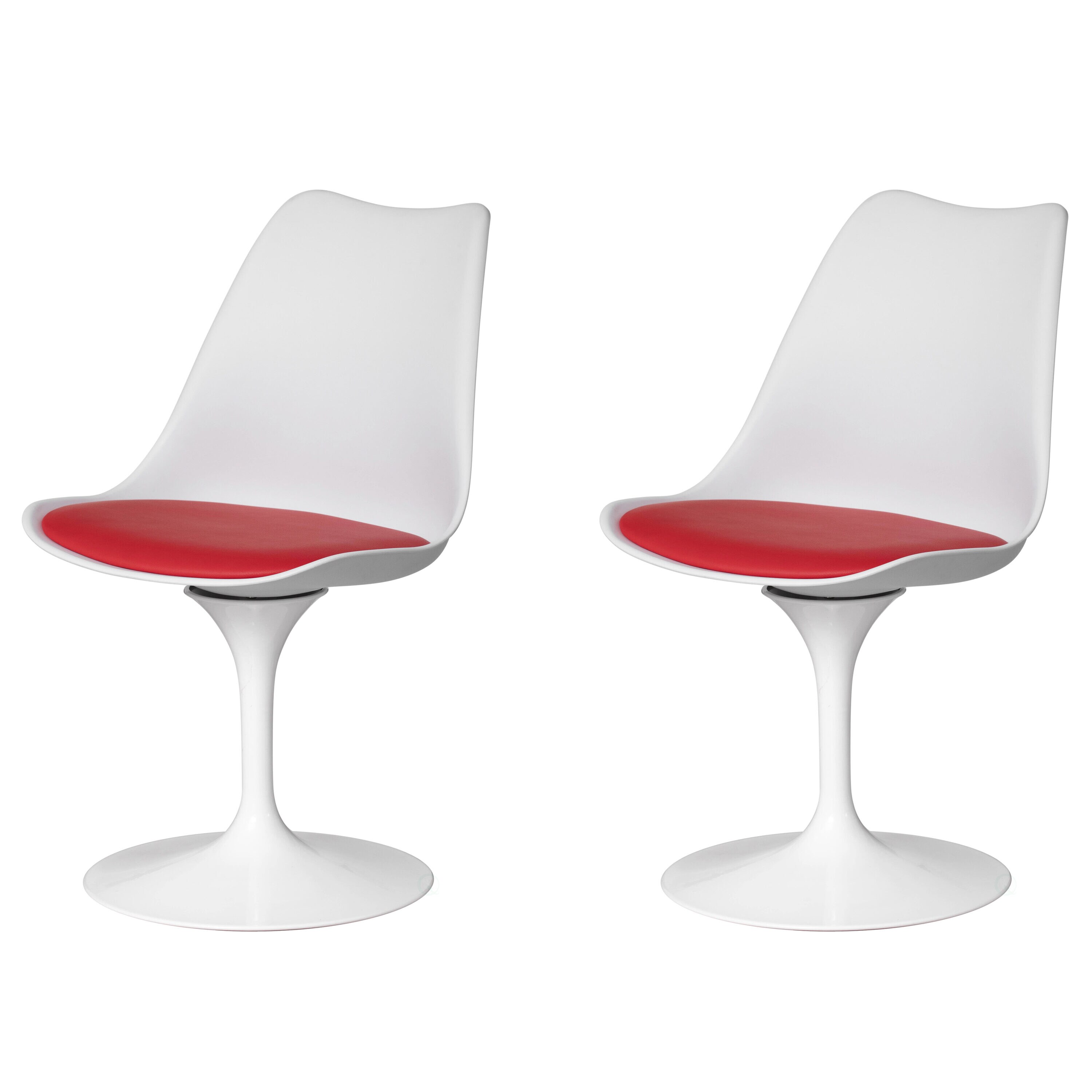 FABULAXE QI004628.RD.2 2 Modern Red Swivel Accent Chair