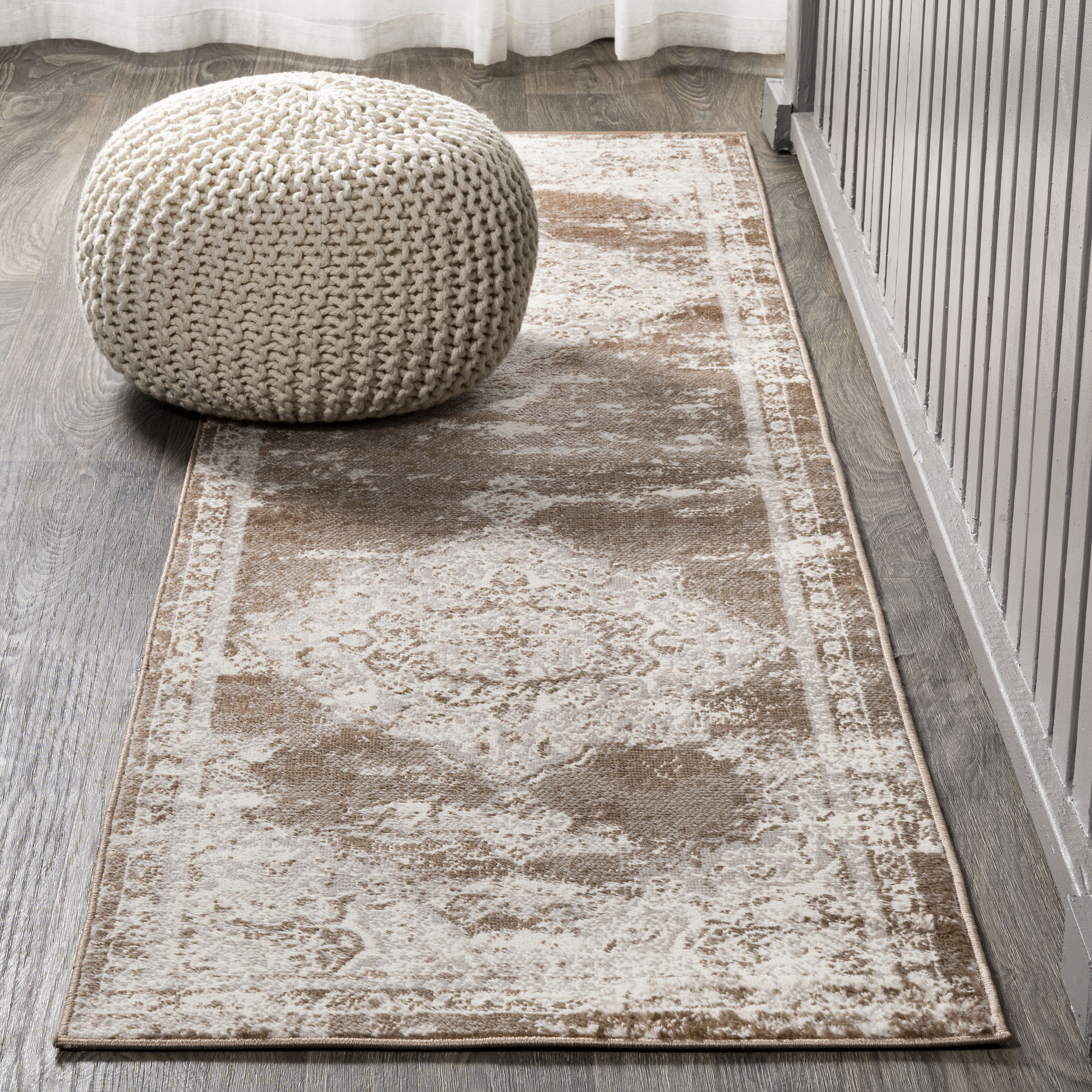 JONATHAN  Y MDP400B-210 MODERN PERSIAN Alhambra 2 x 10 (ft) Loomed Polypropylene Brown/Cream Rectangular Indoor Medallion Persian Runner rug