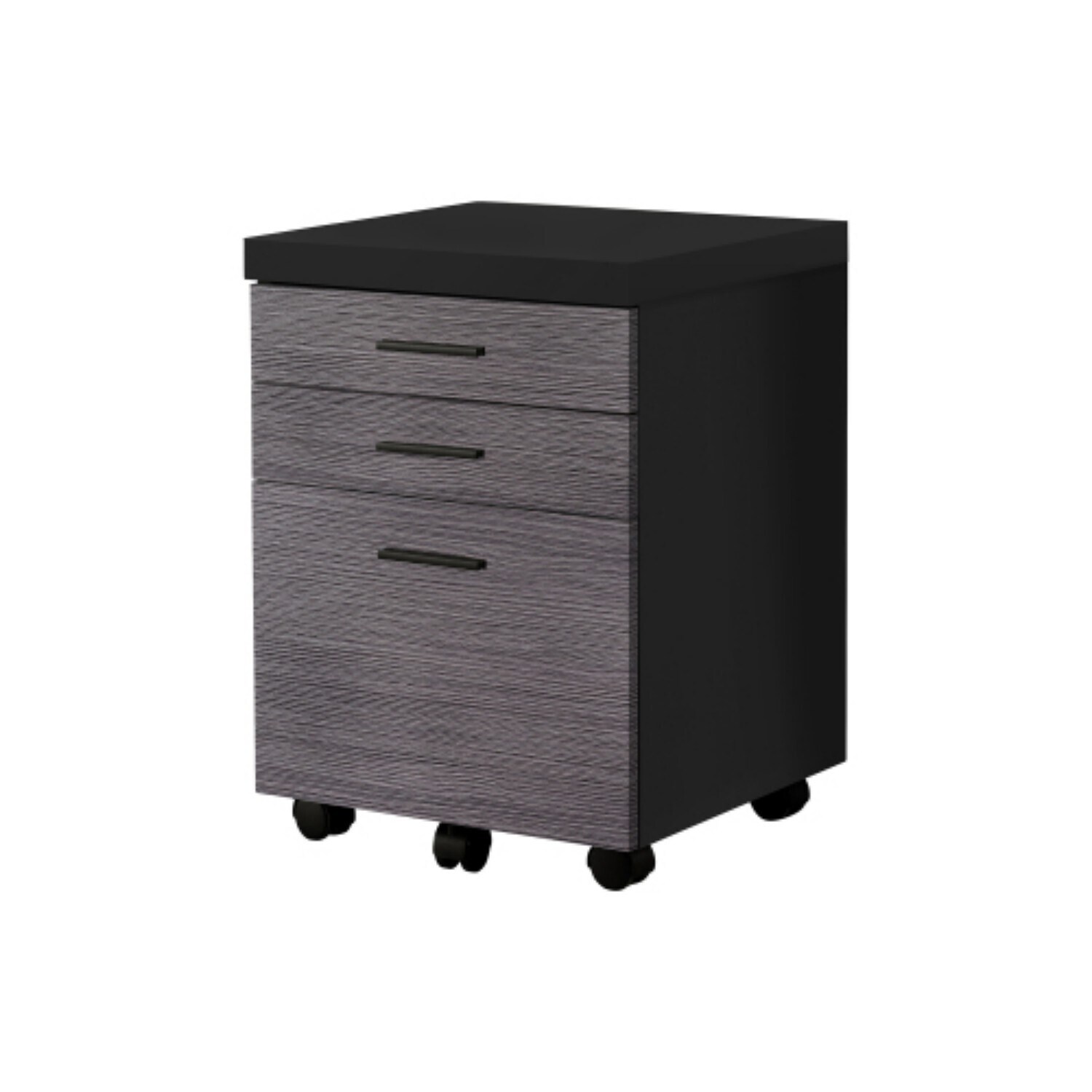 Miki Shinly ST-9741-06MI Sleek Grey and Black Finish 3 -Drawer 17.75-in File Cabinet