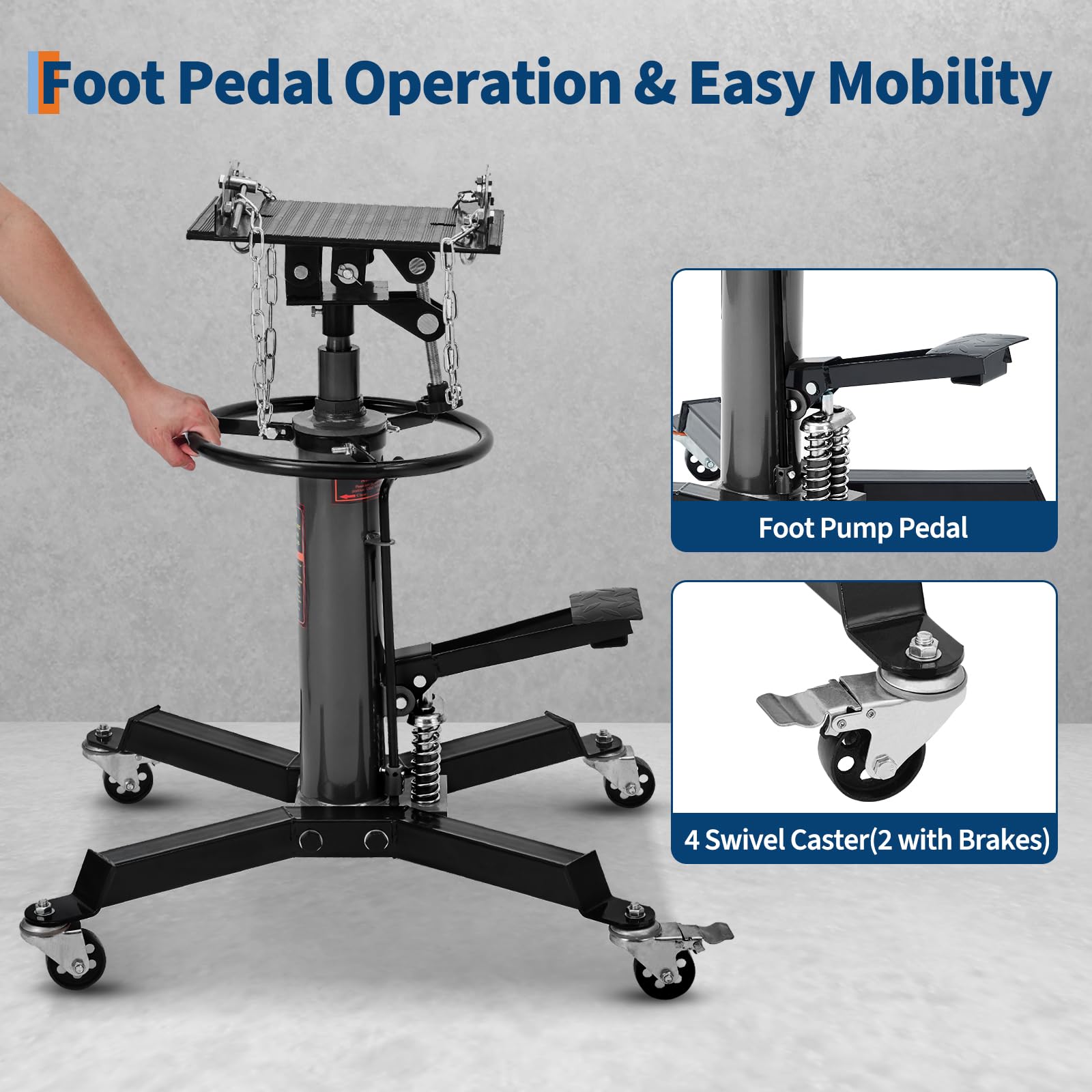 IdealHouse Black Hydraulic Transmission Jack 1322 lb Capacity High Lift ...