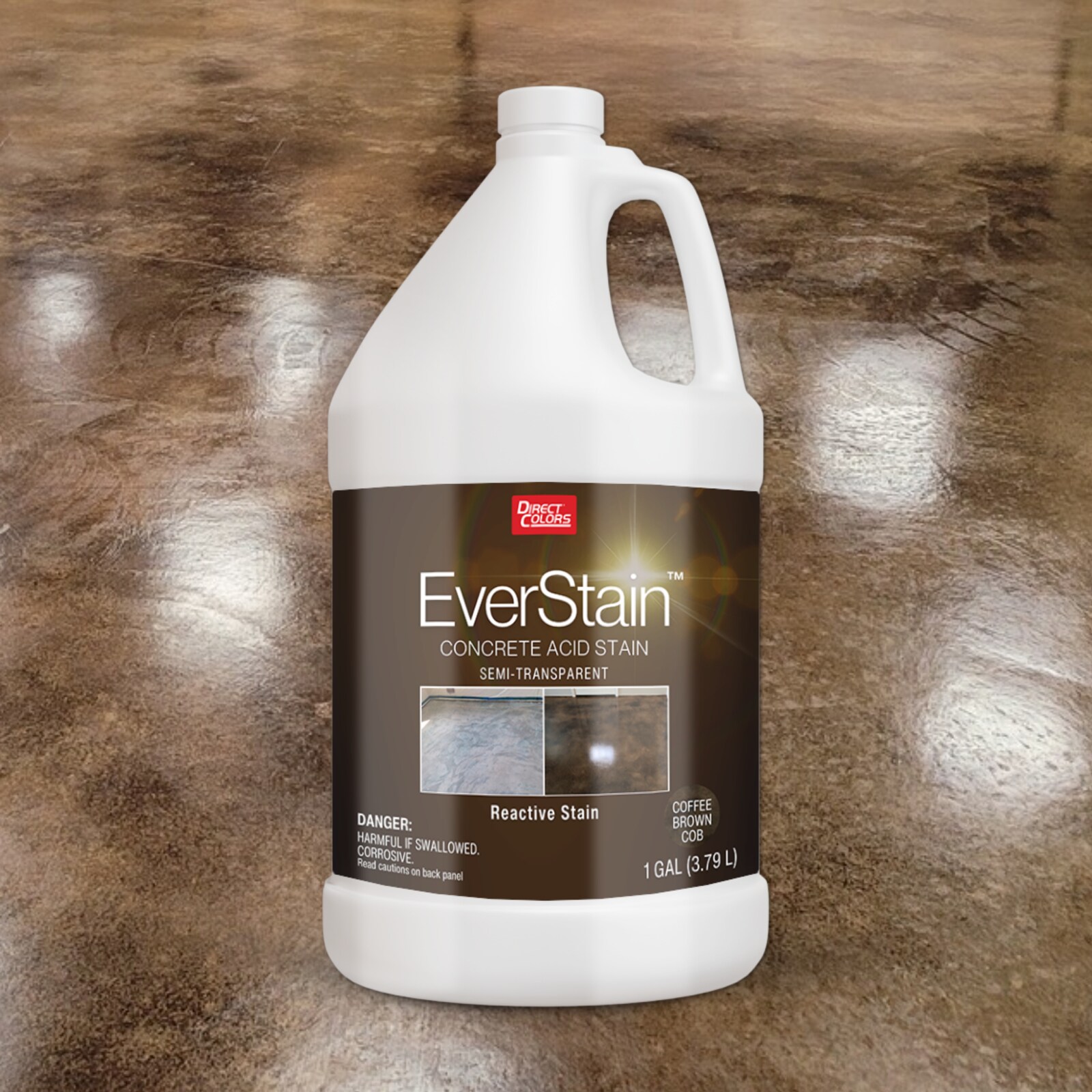 Direct Colors EverStain Concrete Acid Stain Coffee Brown Acid-based Ready-to-use Concrete etching stain ( 1-gallon )