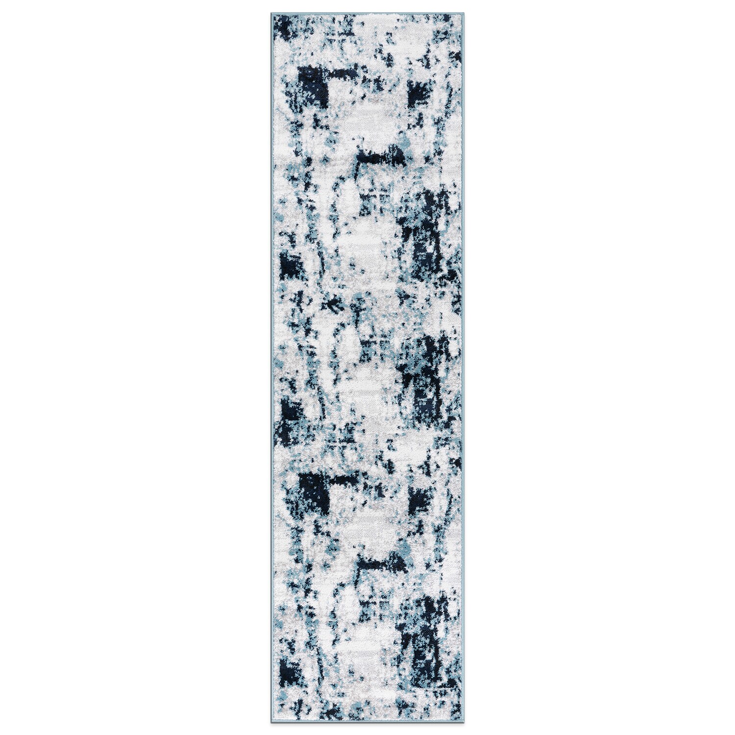World Rug Gallery 937BLUE2X7 2 x 7 (ft) Loomed Polypropylene Blue Rectangular Indoor Abstract Global Runner rug