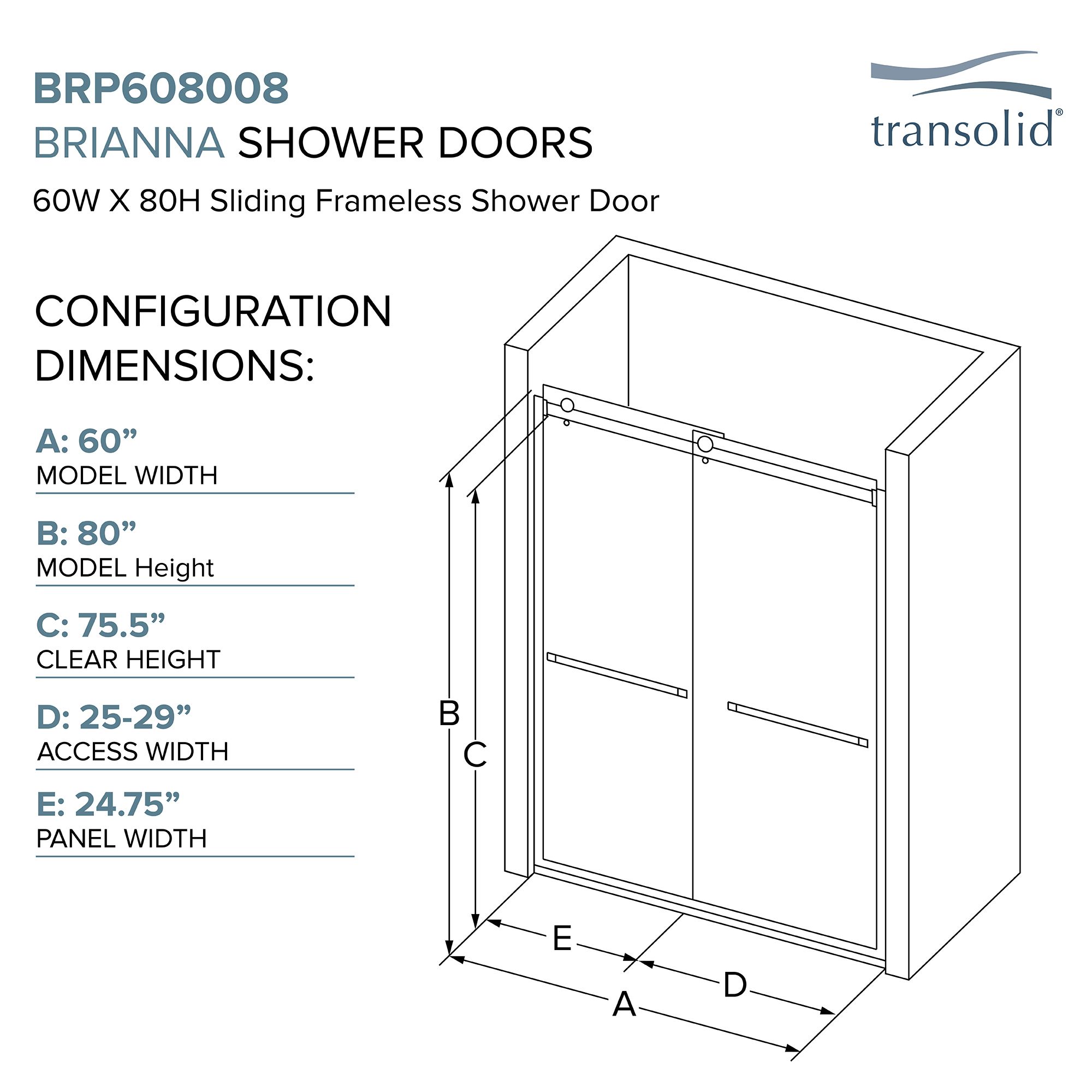 Transolid BRP608008C-R-MB Shower-Doors - View #4