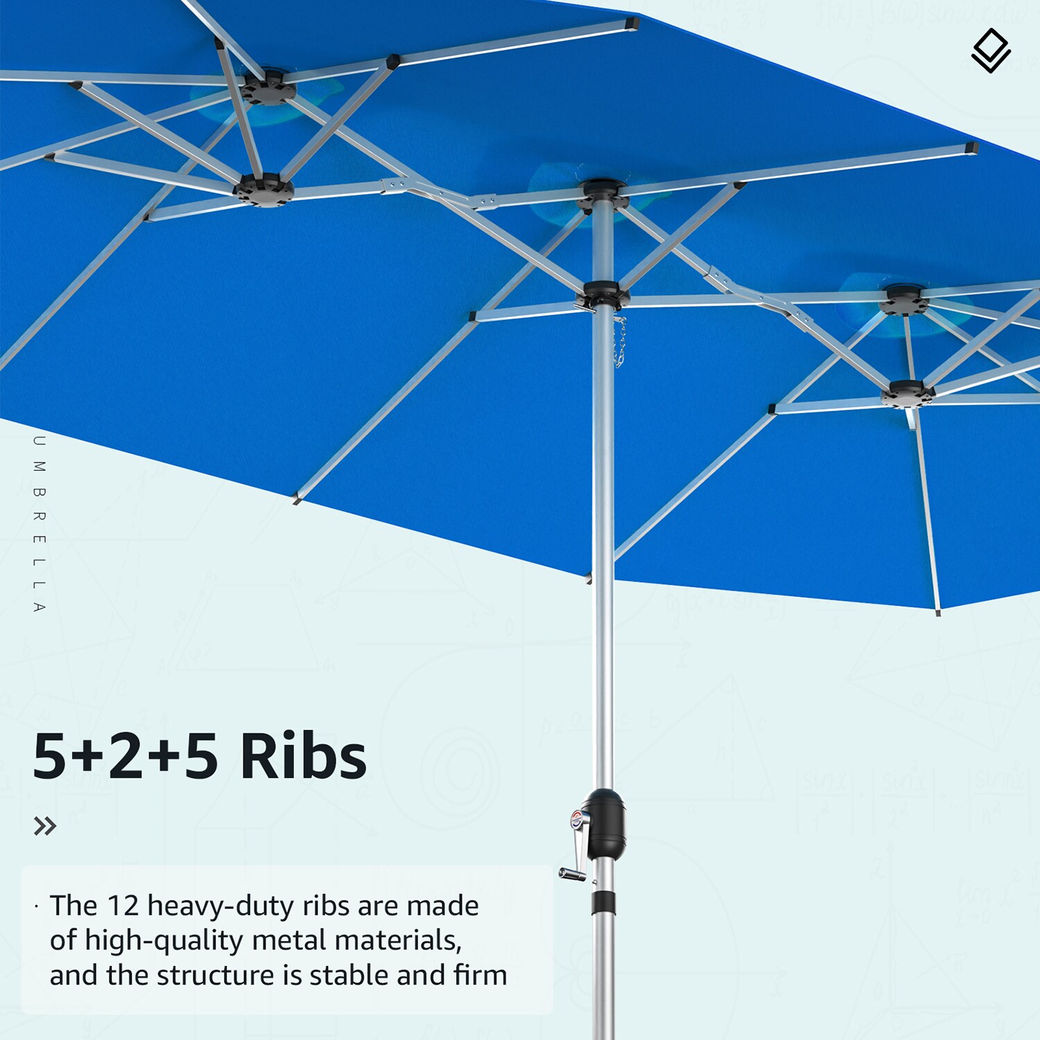 JEAREY 15-ft Steel Rectangular No-tilt Market Patio Umbrella in the ...