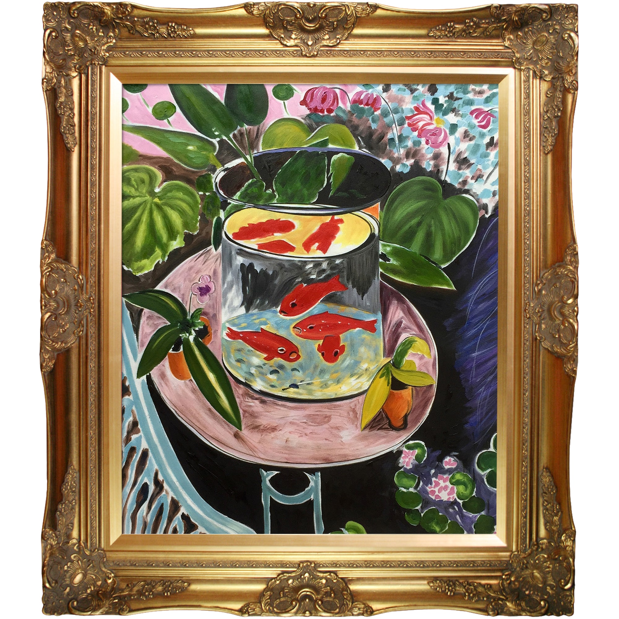 La Pastiche 688576117416 The Gold Fish Henri Matisse Gold Wood Framed 28-in H x 32-in W Animals Canvas Hand-painted Painting