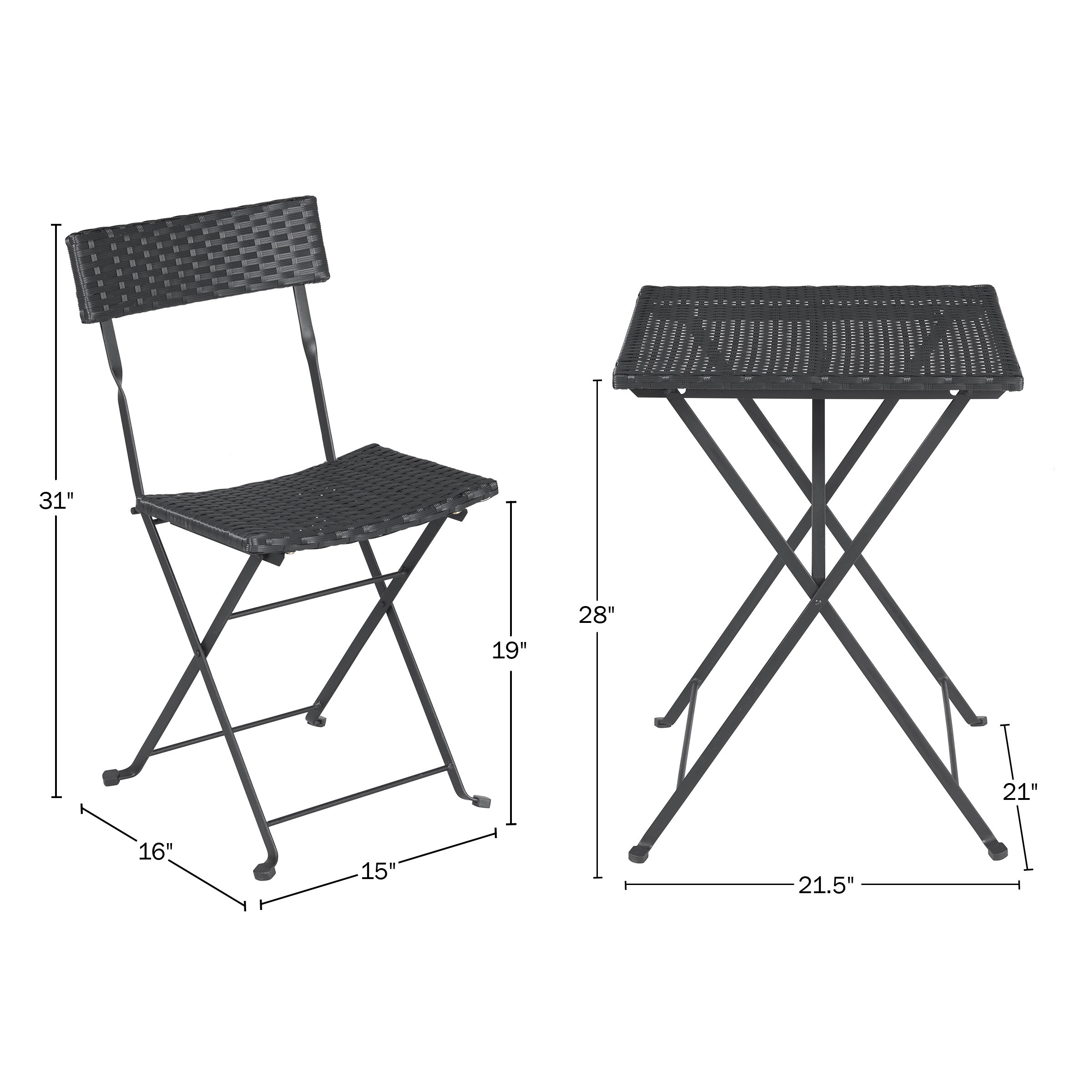 Lavish Home 80-OUTD-BISTRO-BLK Folding-Furniture-Sets - View #4