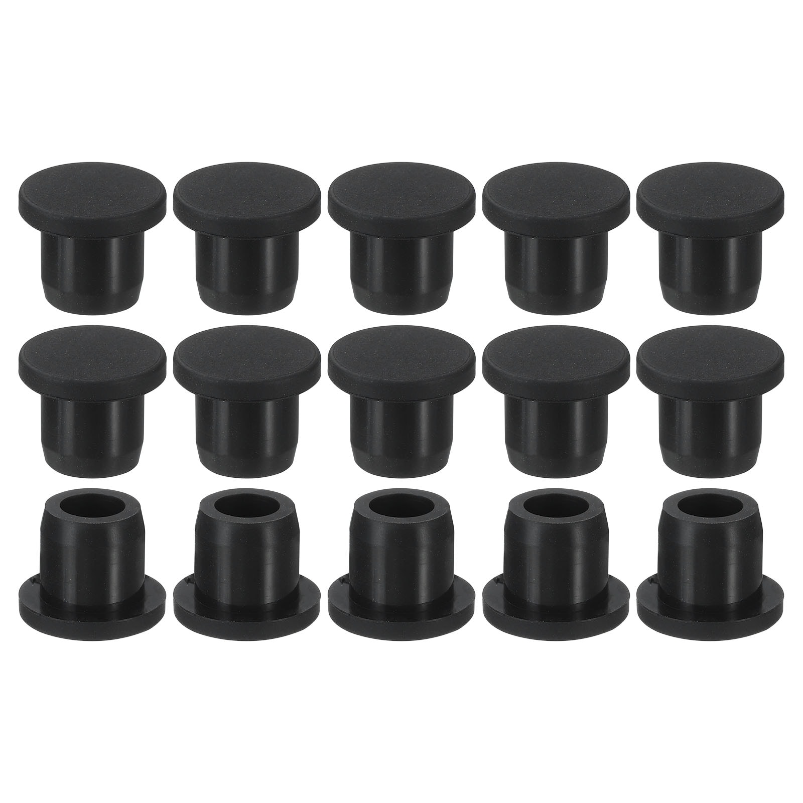Unique Bargains - Silicone Rubber Hole Plug Soft Flexible Stopper for 10-11mm Hole Black 15pcs