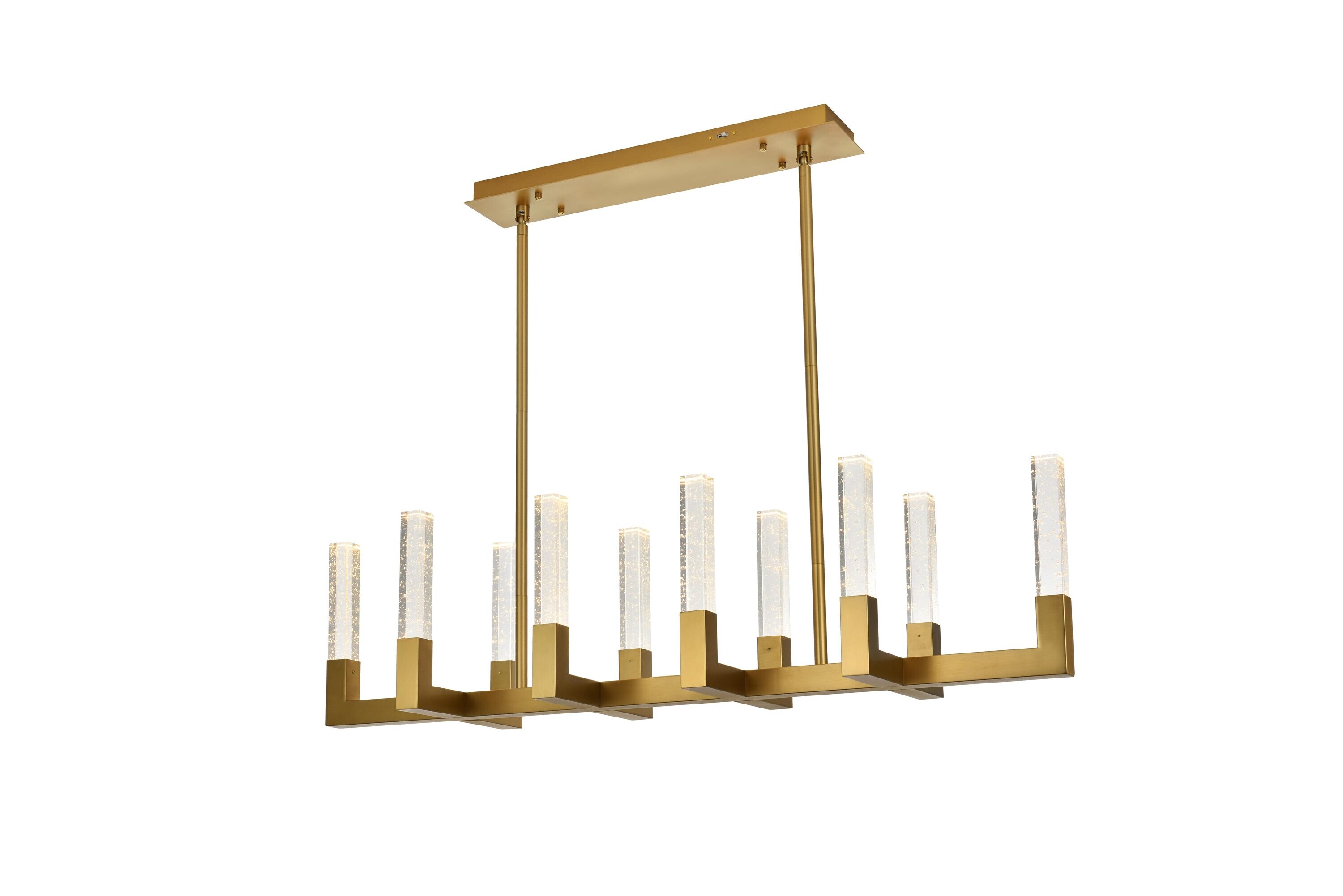 Noemi 51-Inch Satin Gold LED Crystal Island Pendant Light