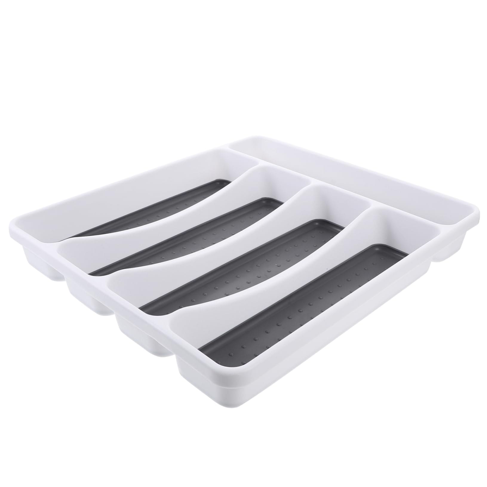 Anqtovp  Kitchen Drawer Organizer Silverware Tray with Multiple Non Slip Compartments Cutlery Holder Utensils Storage for Forks Spoons and