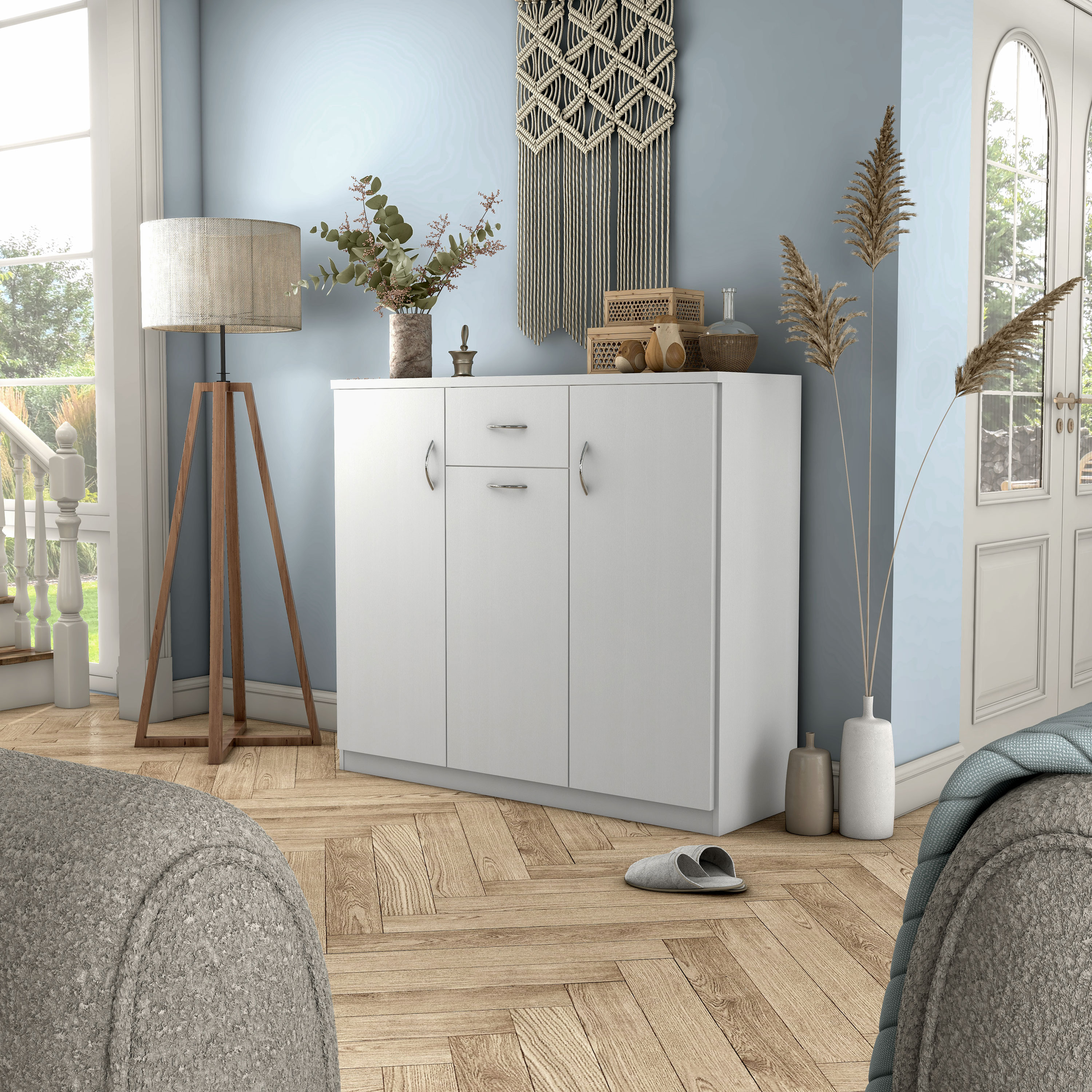 Furniture of America YNJ-1504C2 41.34-in H 10 Tier 20 pair White Engineered wood Shoe cabinet