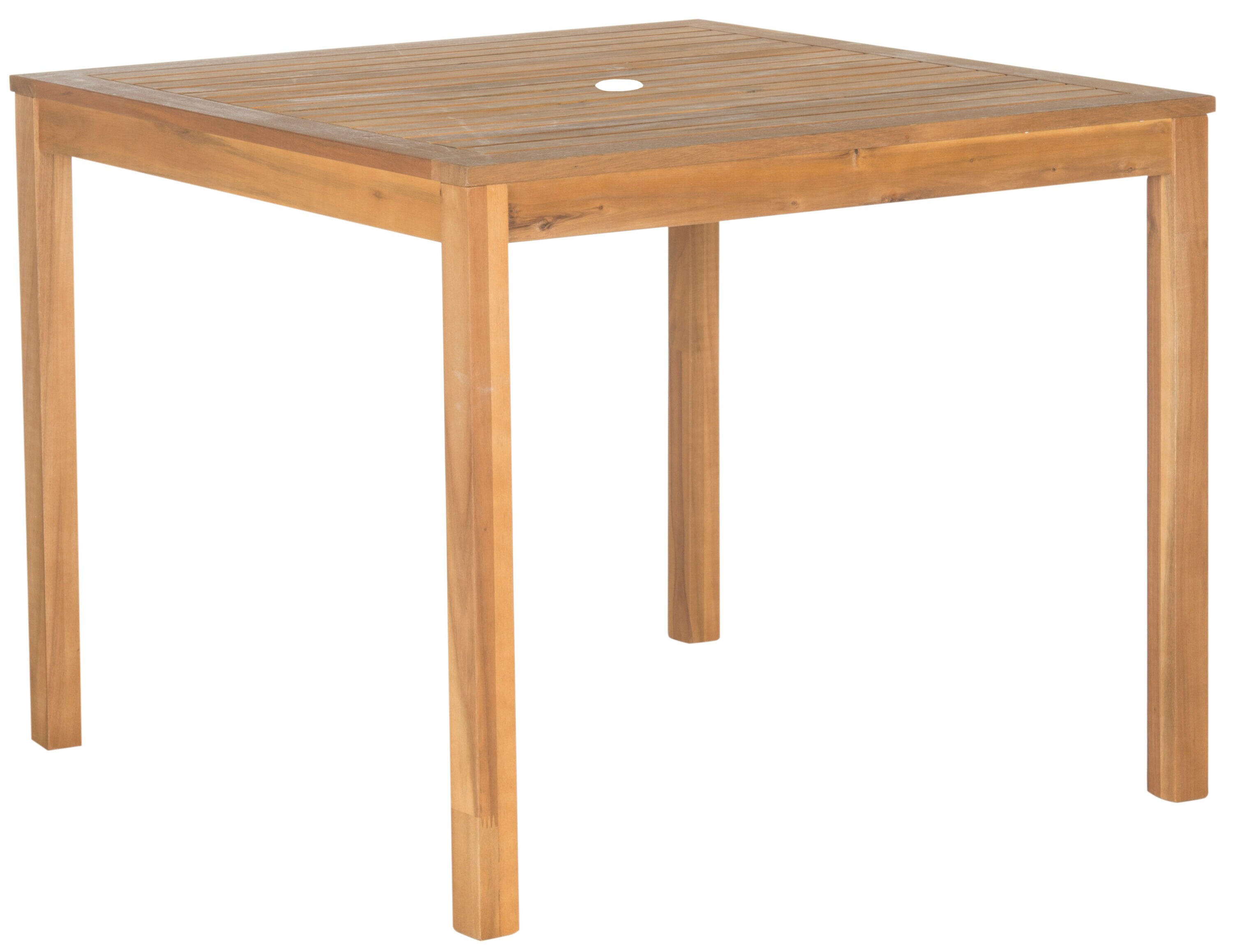 Safavieh PAT6720A Bradbury 5 -Piece Natural Patio Dining Set Wood Square Table with 4 Off-white Cushions Stationary Chairs
